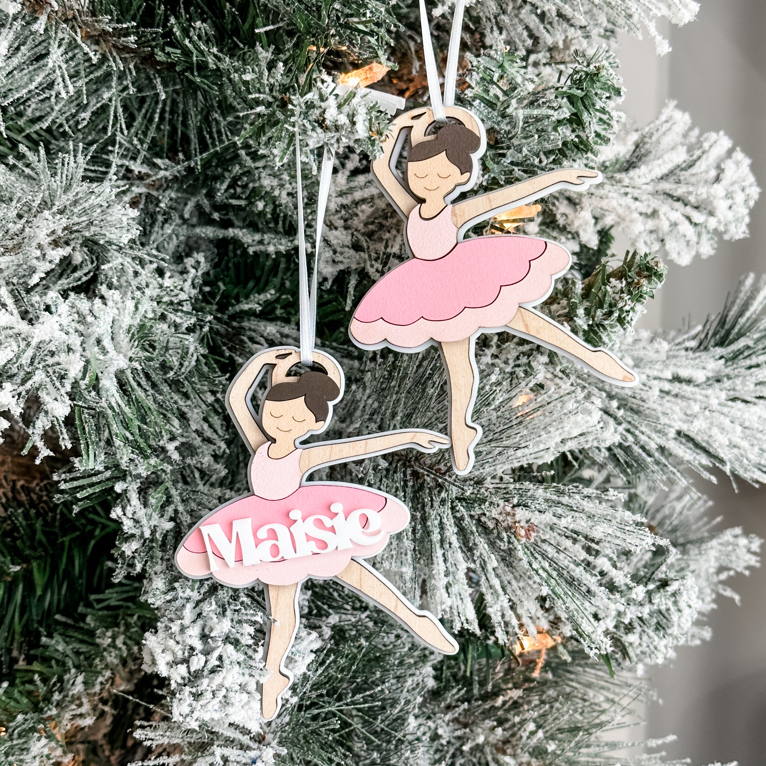 The Ballerina • Personalized 3D Wood & Acrylic Ornament • For Dancers & Girly Girls