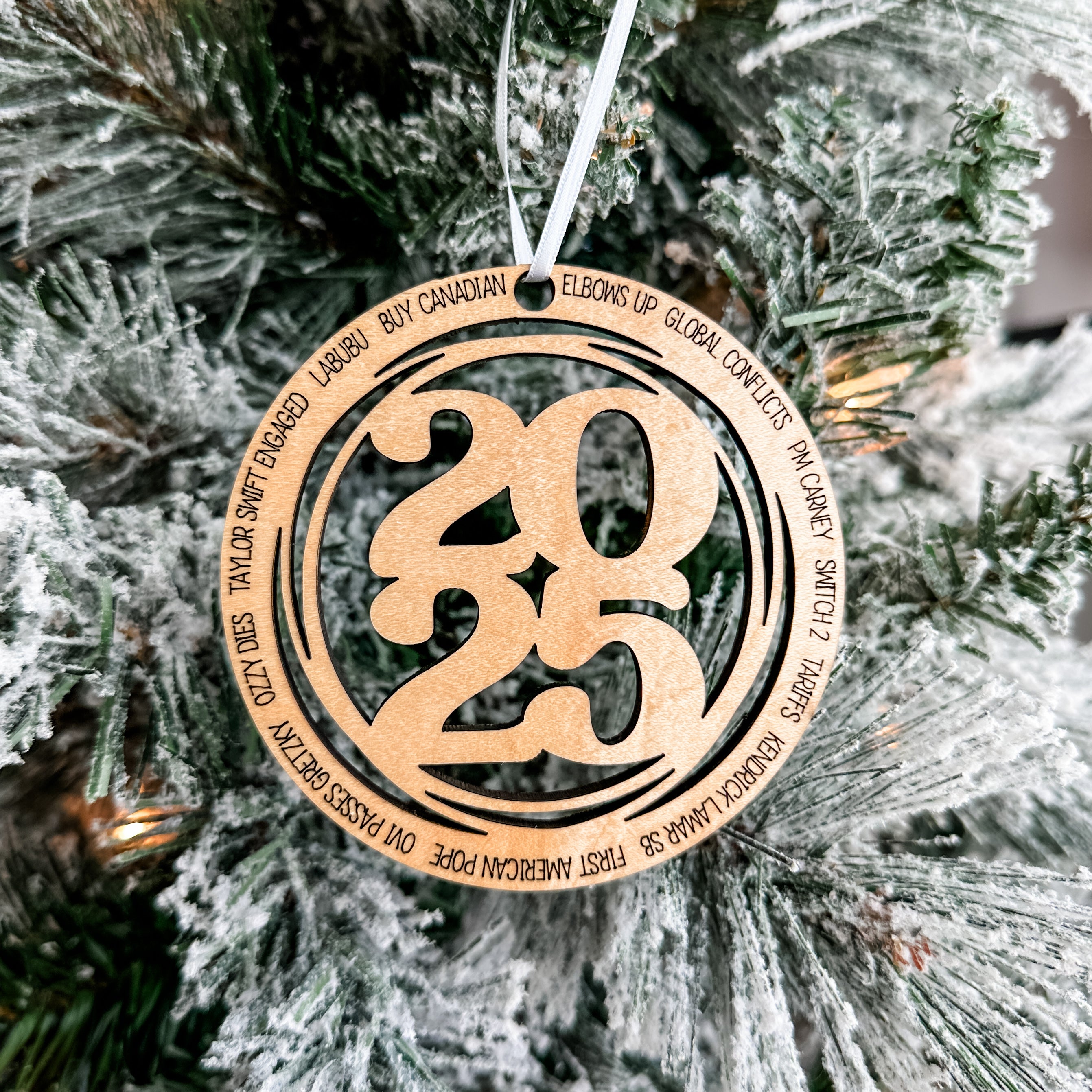 2025 Descriptive Ornament • Engraved Wood Ornament • To Remember the Year Forever