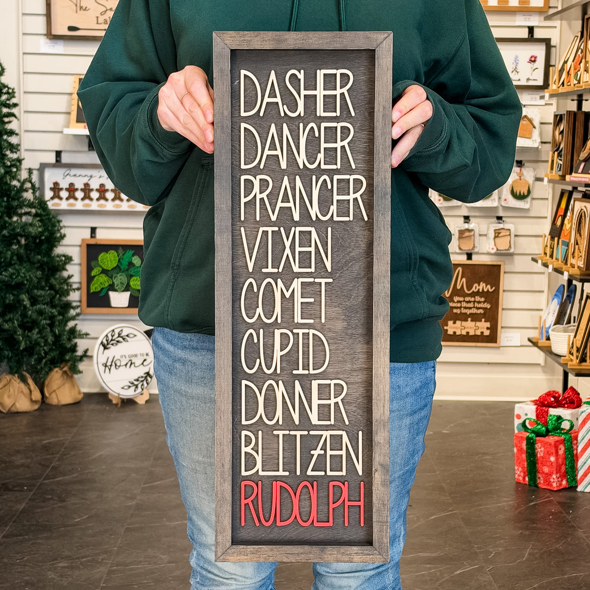 The Reindeer List Wood Sign