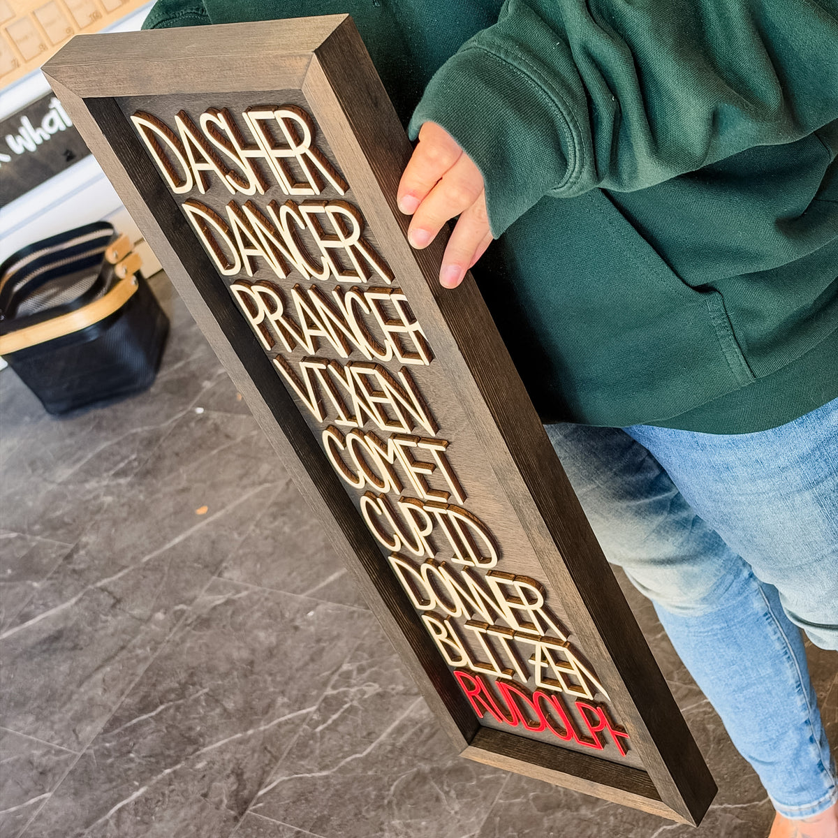 The Reindeer List Wood Sign