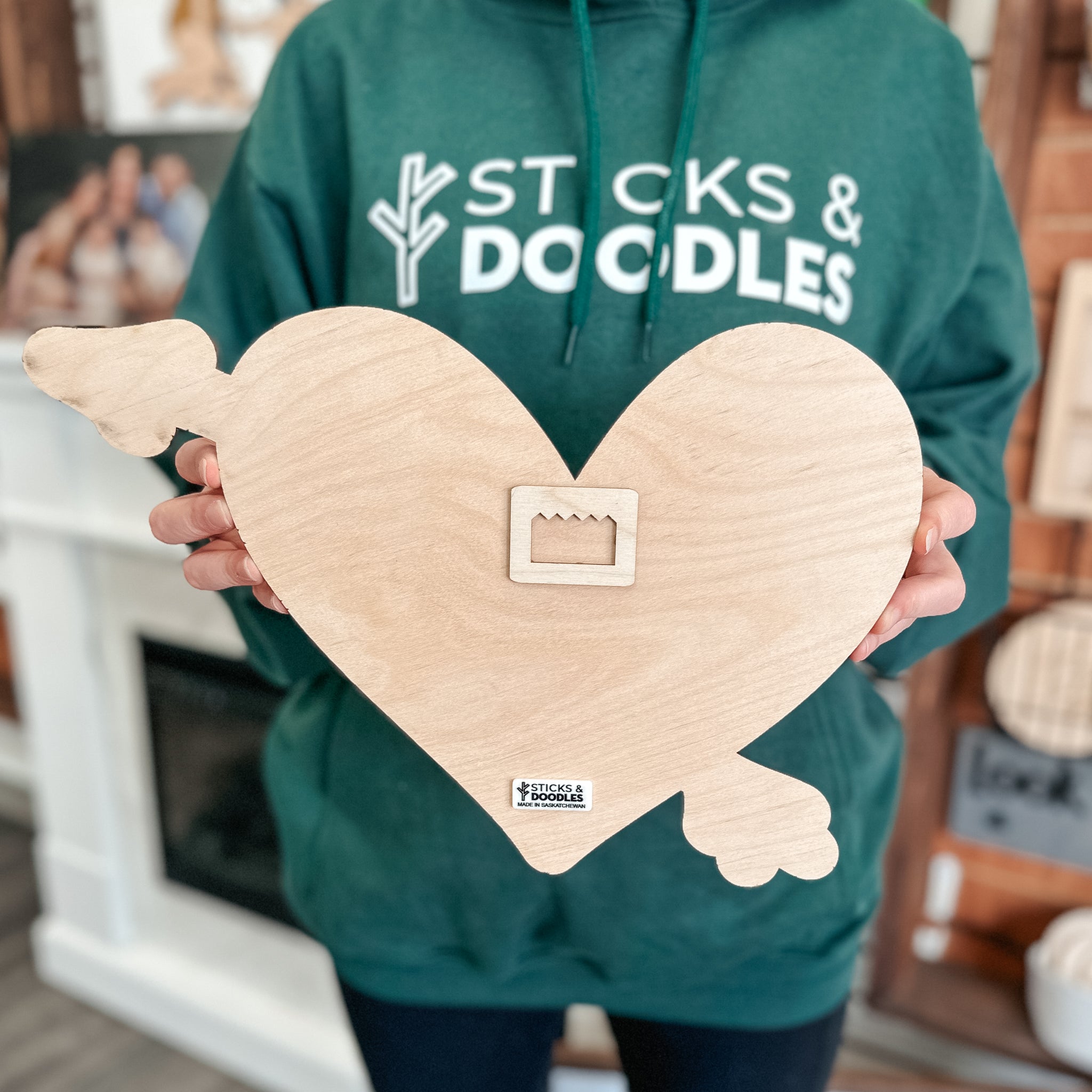 The Carved Heart Personalized Wood Ornament / Magnet / Sign - Sticks & Doodles