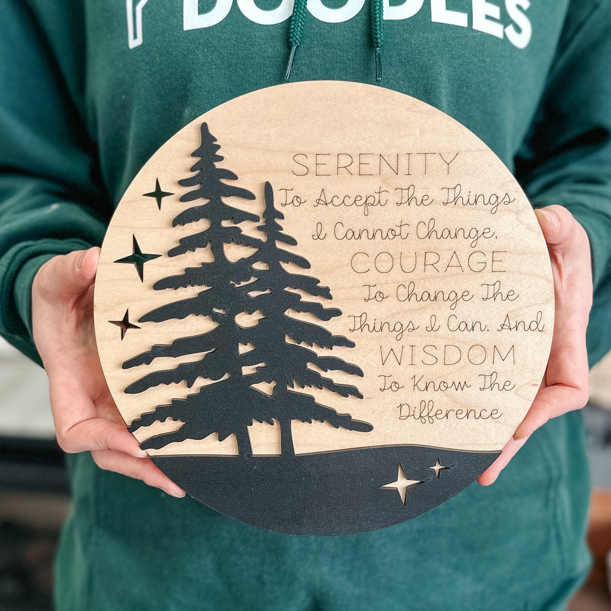 Serenity Prayer Layered Wood Ornament / Magnet / Sign - Sticks & Doodles