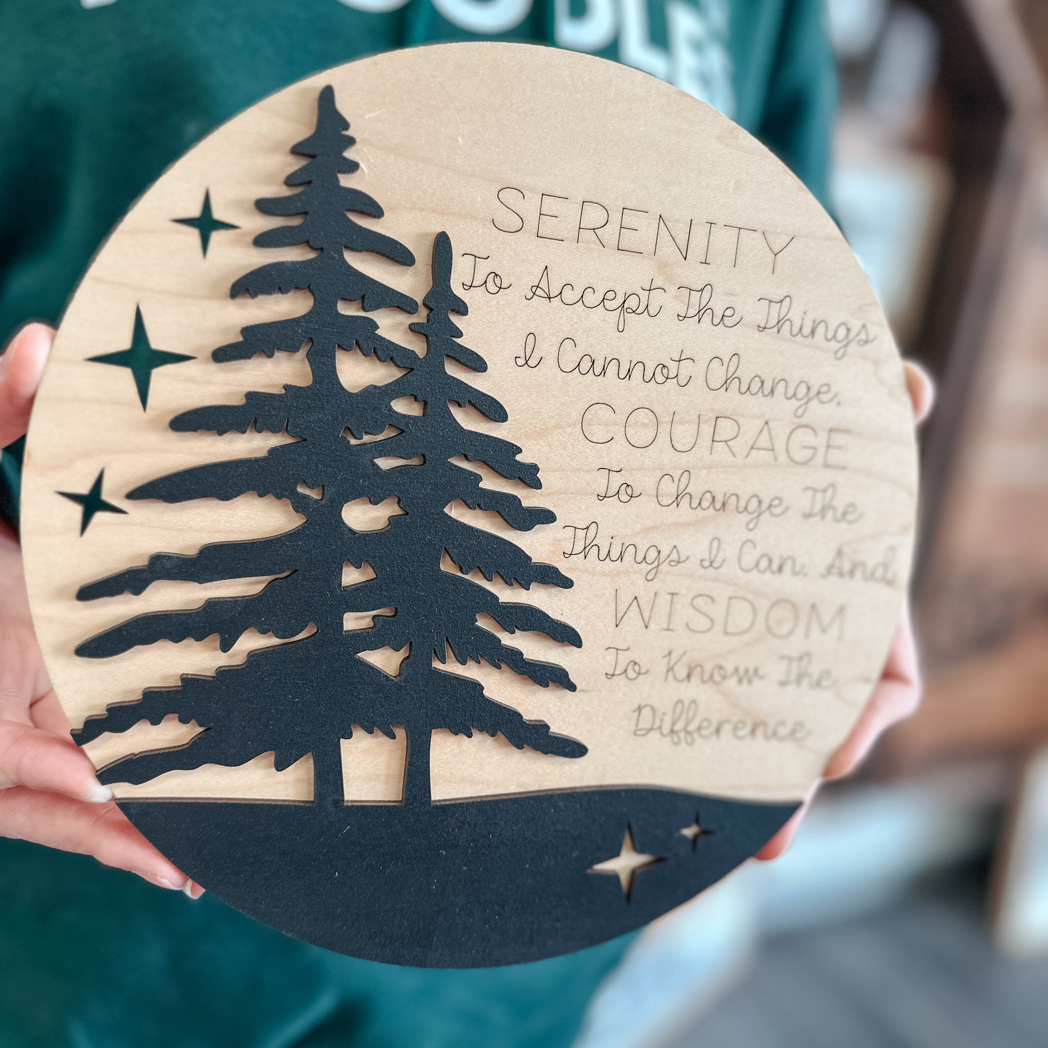Serenity Prayer Layered Wood Ornament / Magnet / Sign - Sticks & Doodles