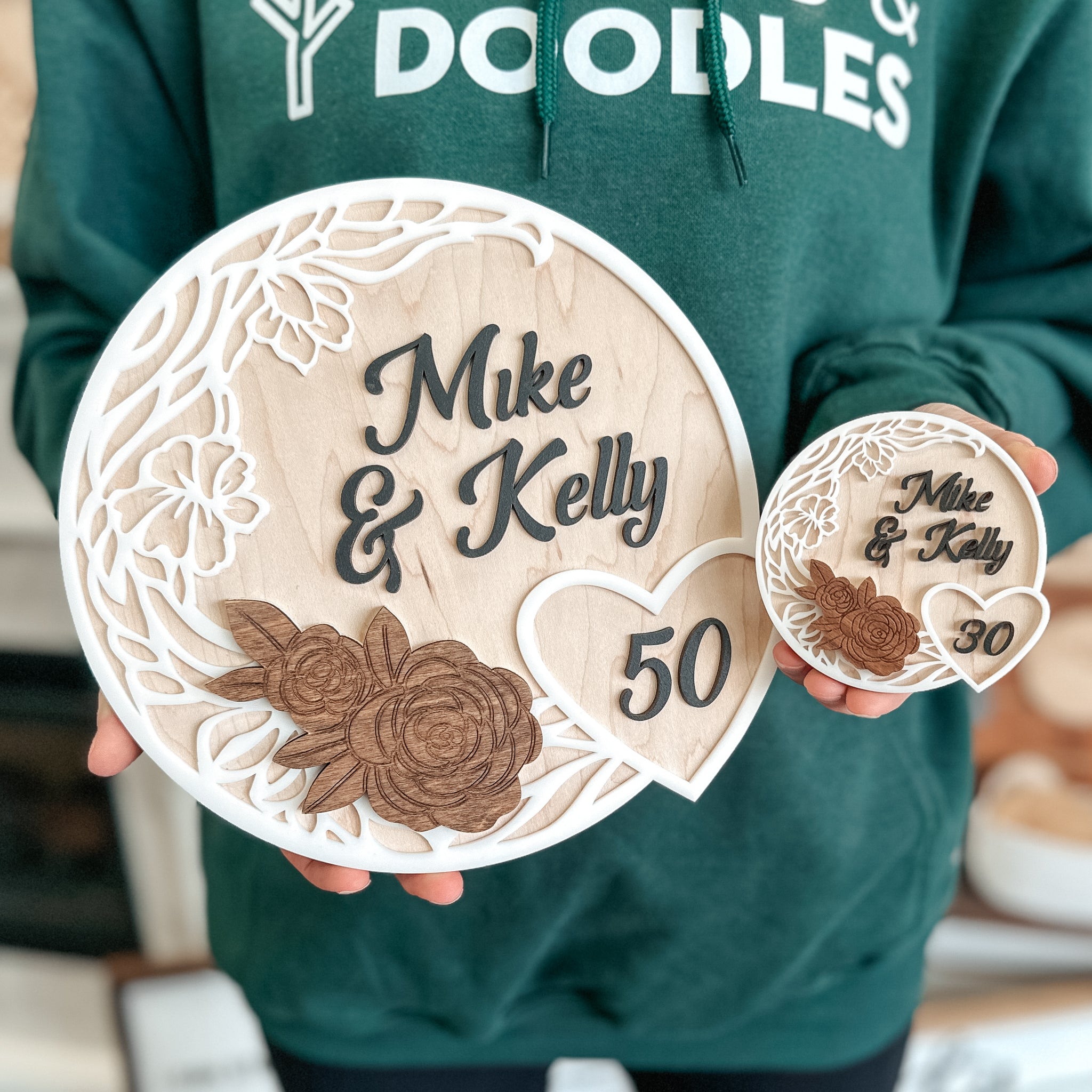 Personalized Anniversary Ornament / Magnet / Sign - Sticks & Doodles