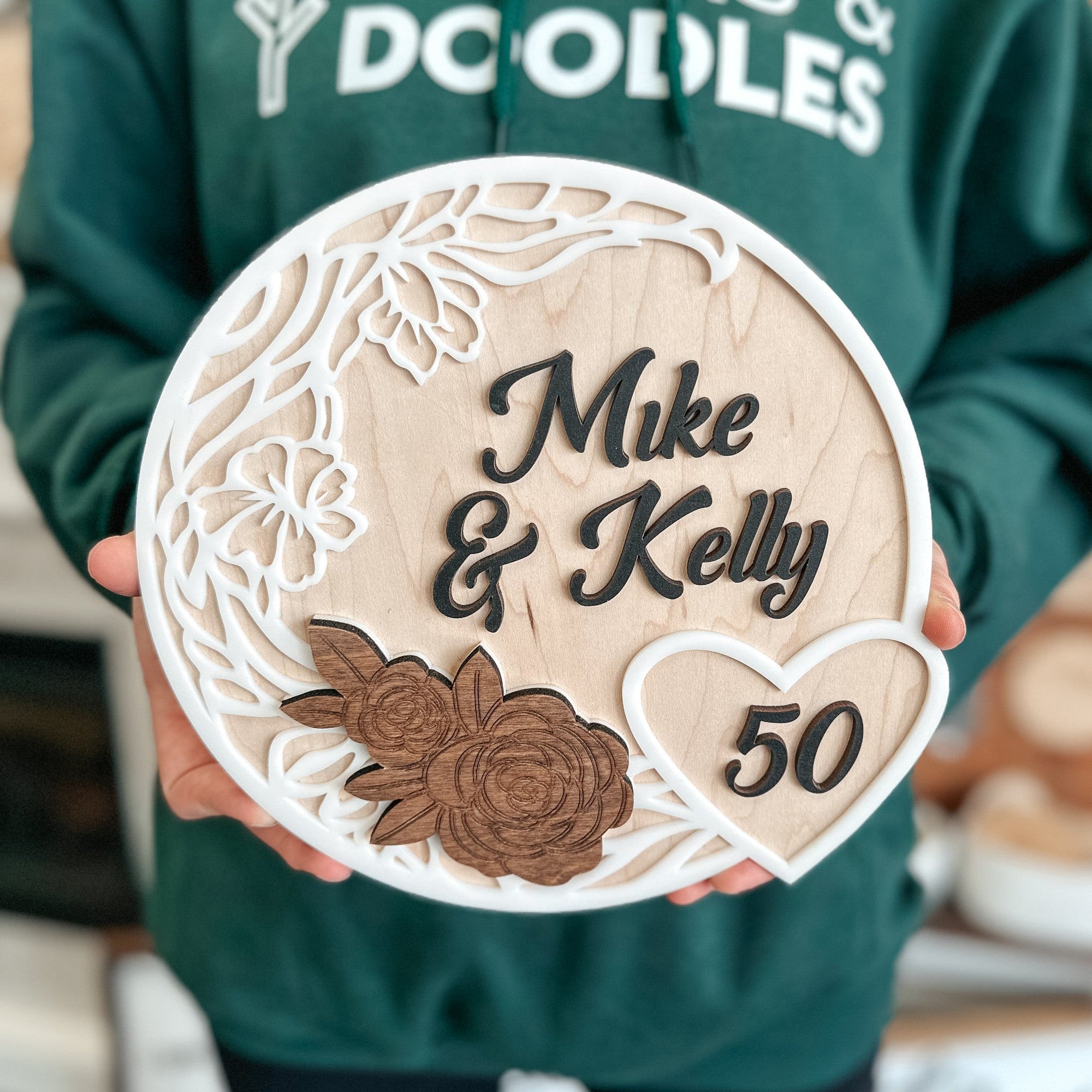 Personalized Anniversary Ornament / Magnet / Sign - Sticks & Doodles