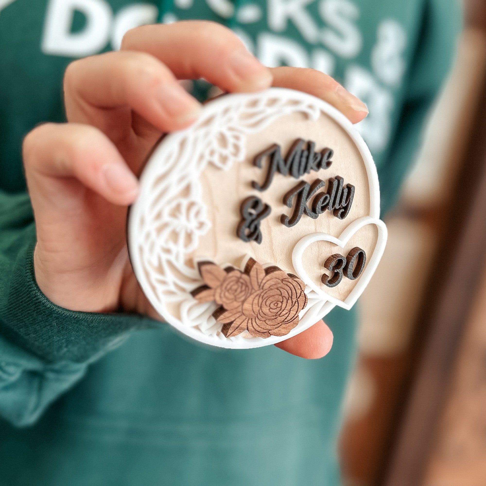 Personalized Anniversary Ornament / Magnet / Sign - Sticks & Doodles