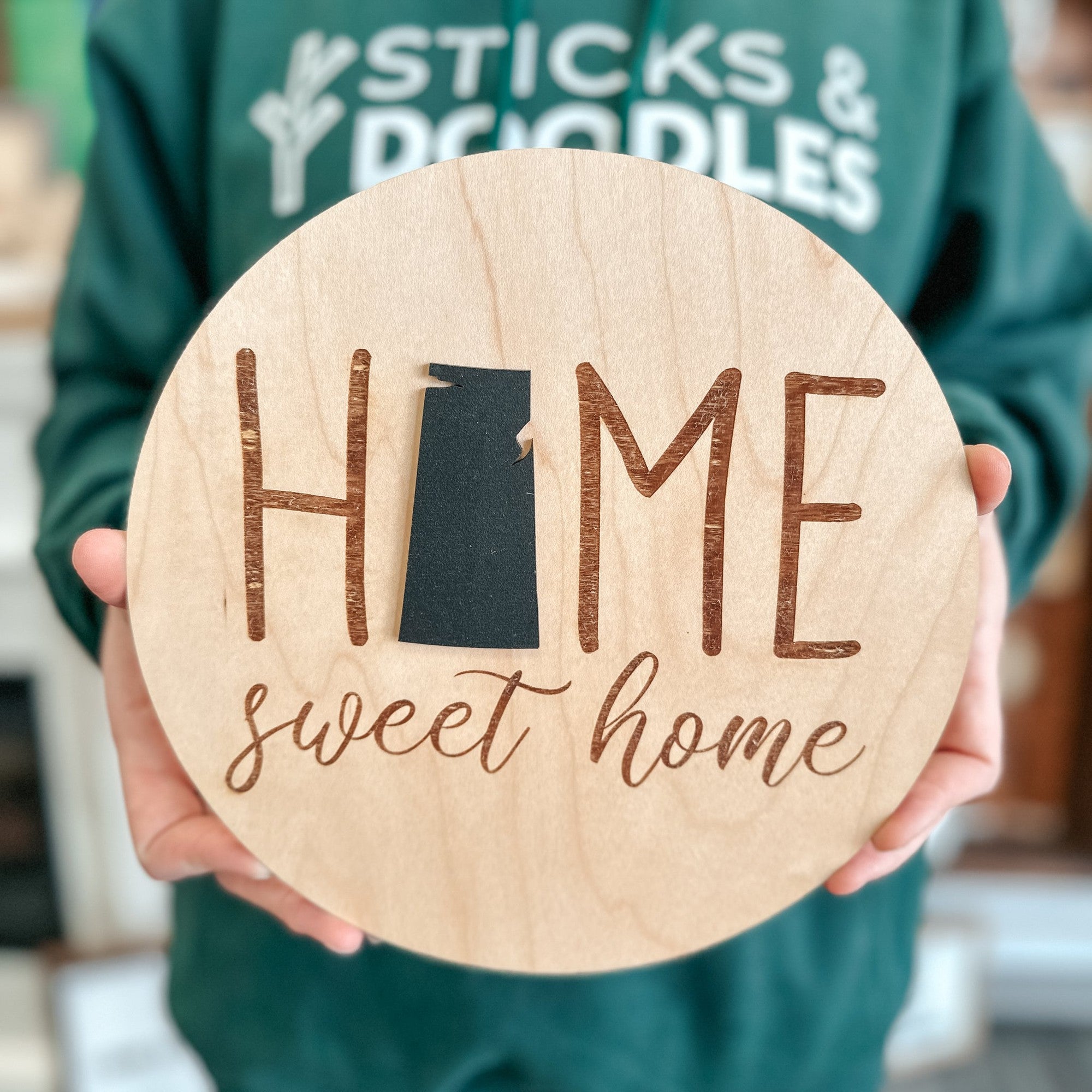 Home Sweet Home Saskatchewan Wood Ornament / Magnet / Sign - Sticks & Doodles