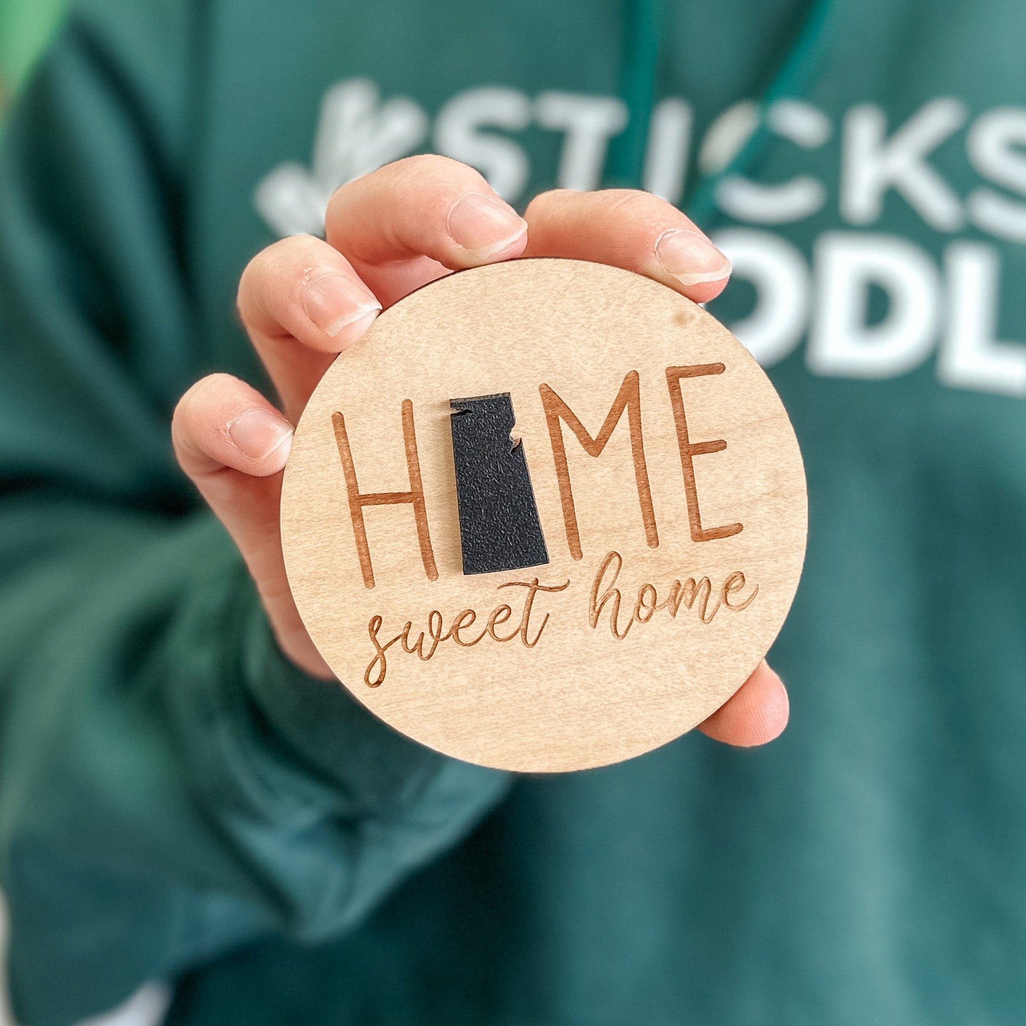 Home Sweet Home Saskatchewan Wood Ornament / Magnet / Sign - Sticks & Doodles