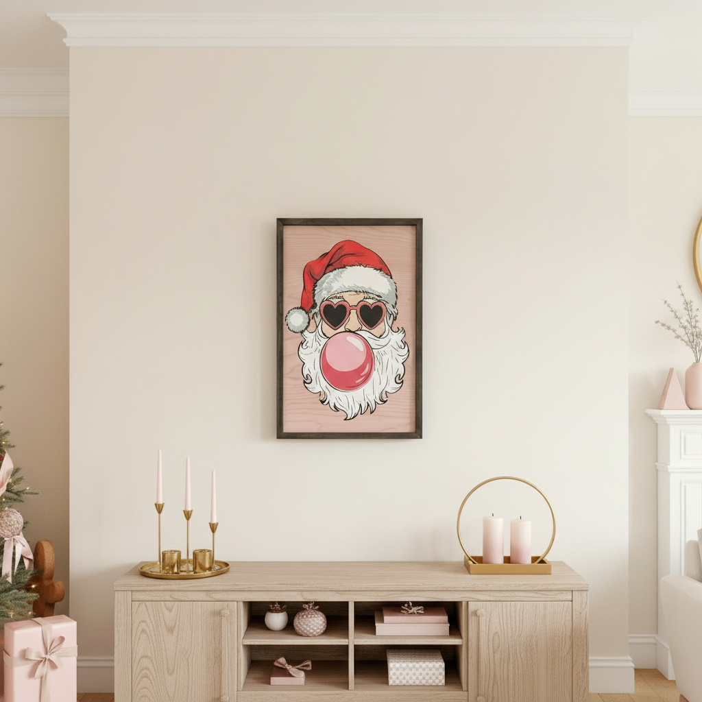 Bubble Gum Santa Christmas Sign