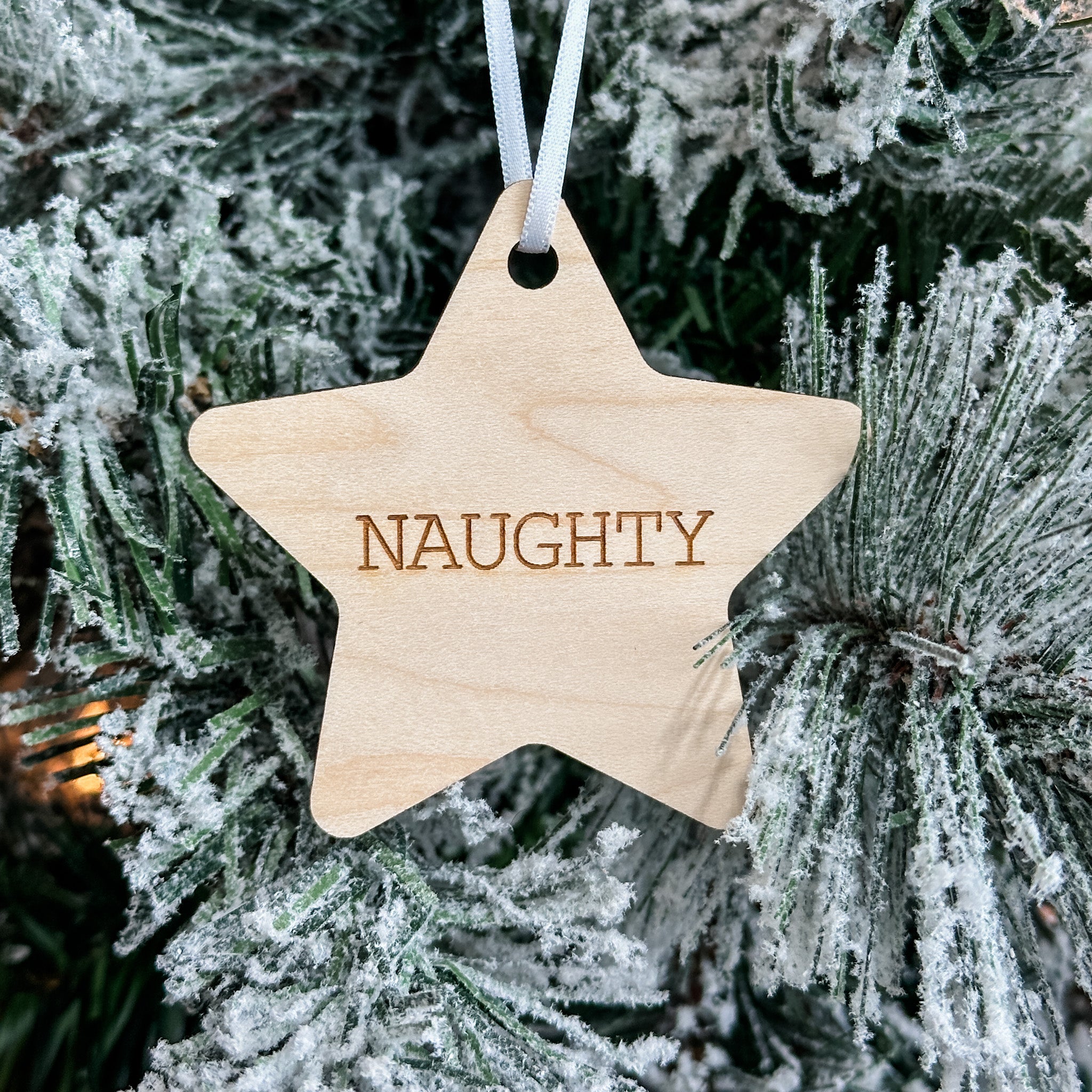 Classic Christmas Stars • Engraved Wood Ornament (Choose from 8!)