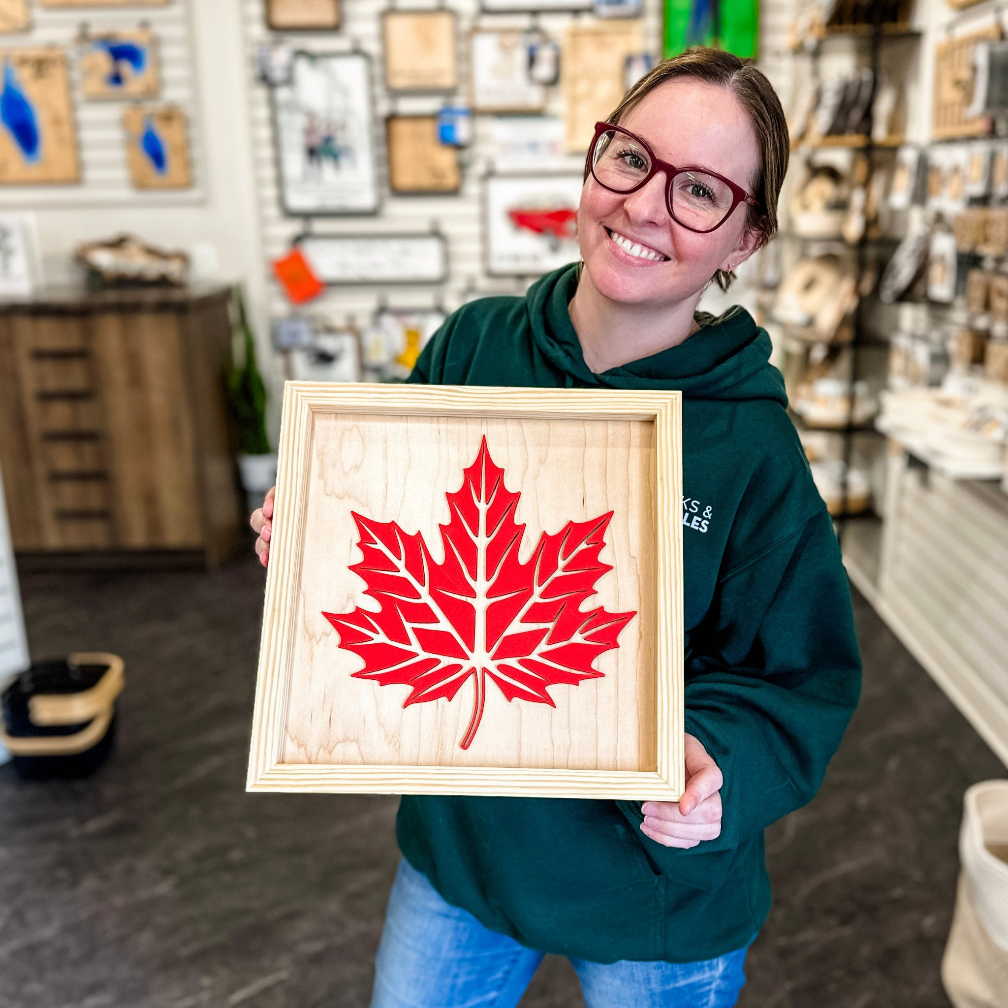 #Sign Type_Framed Maple Leaf (12x12)