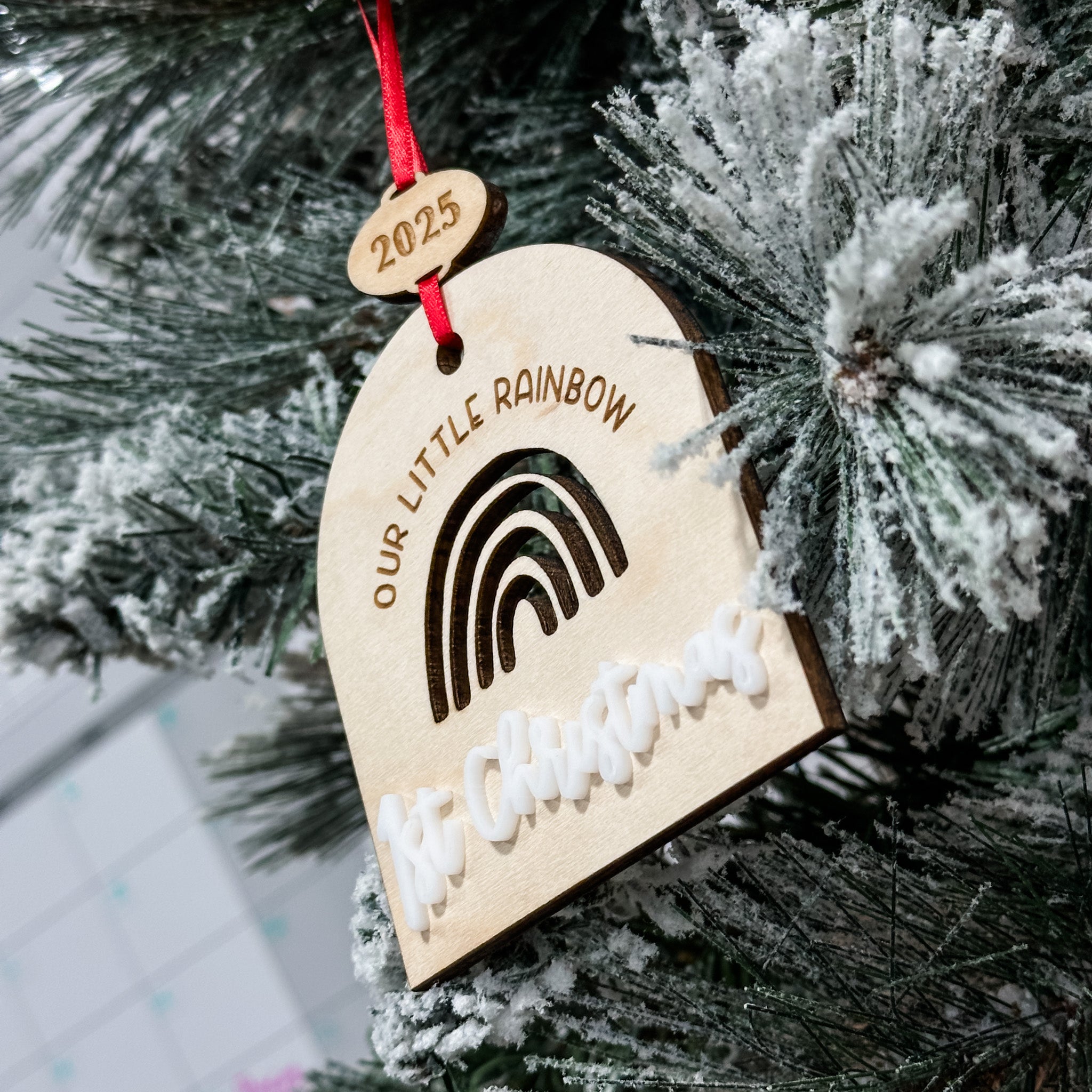 Our Little Rainbow's First Christmas • 3D Wood & Acrylic Ornament