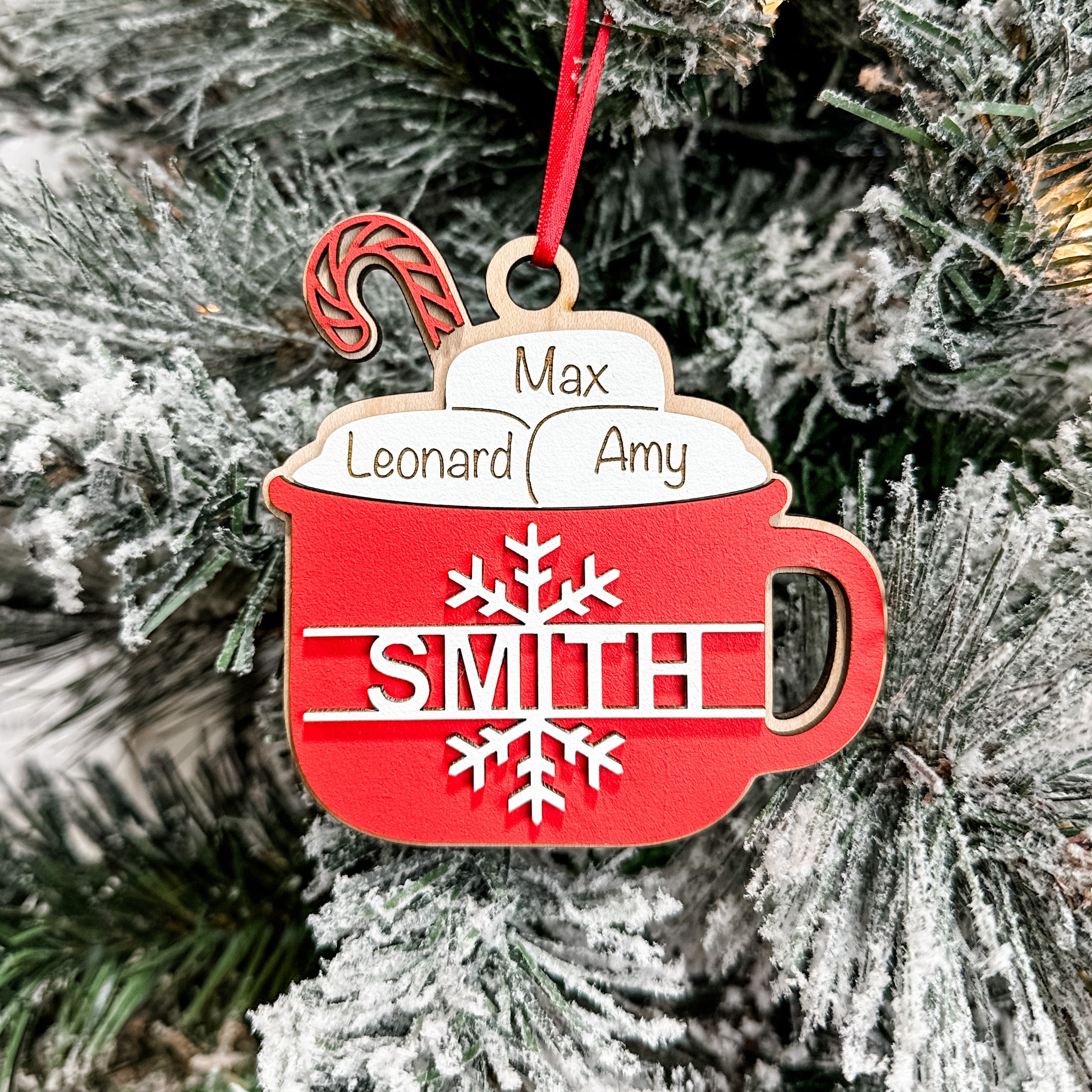 Marshmallow Family • Personalized 3D Wood Ornament • For Families and Friends