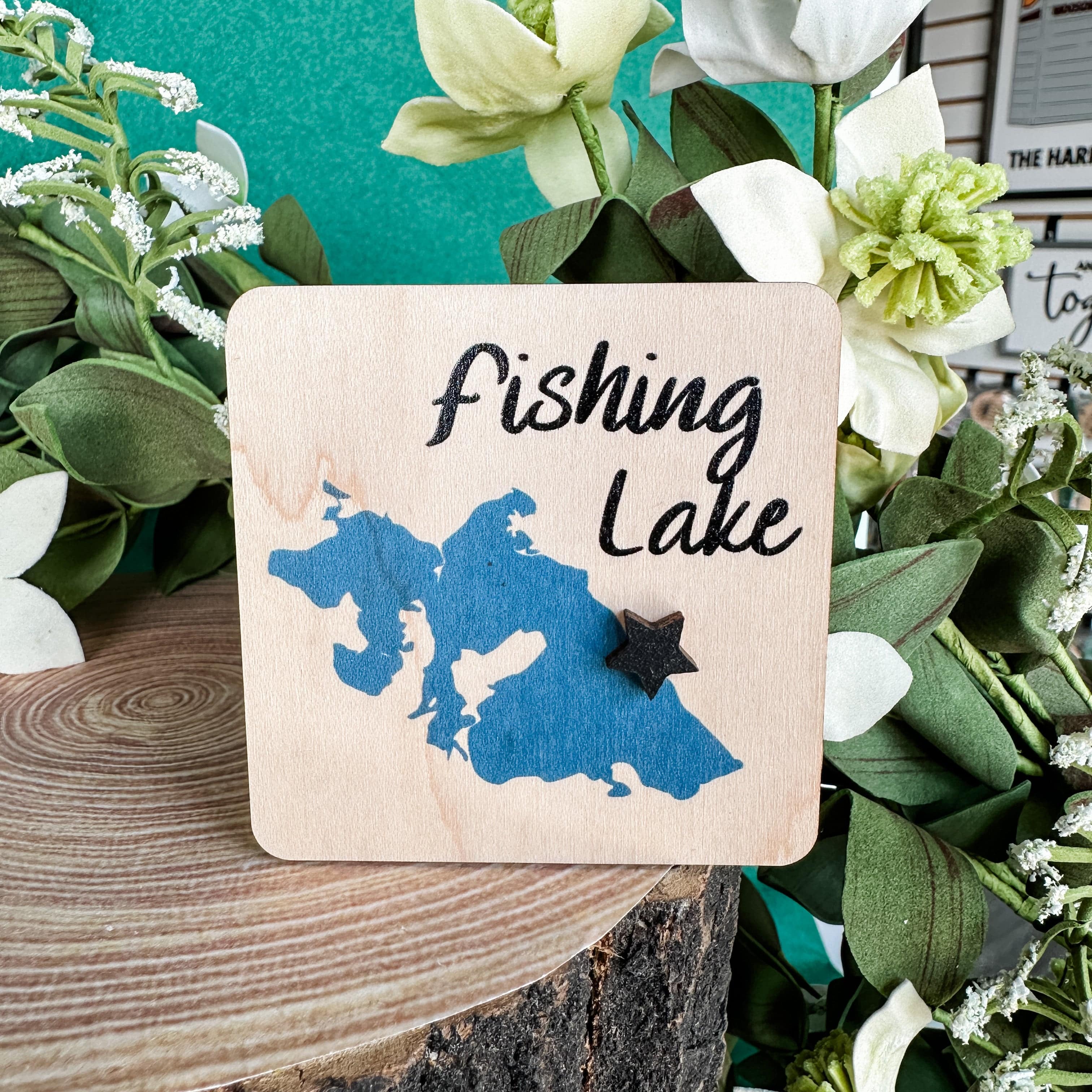 Saskatchewan Lake Magnets with 3D Wood Star **Choose from 94 Lakes!** - Sticks & Doodles