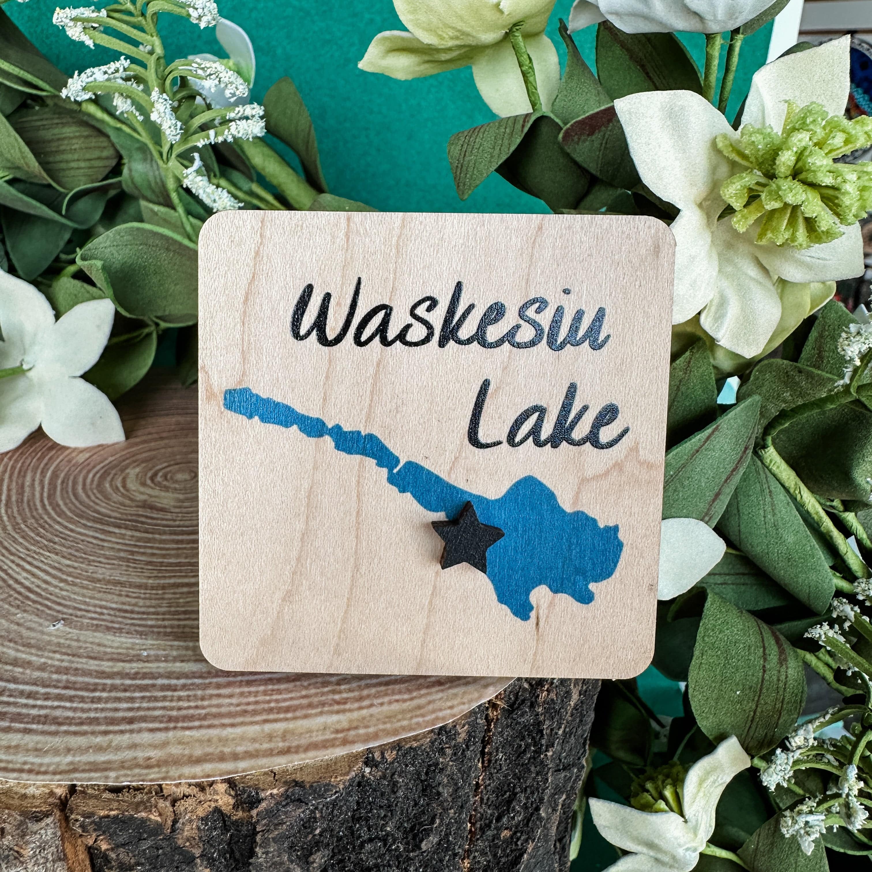 Saskatchewan Lake Magnets with 3D Wood Star **Choose from 94 Lakes!**