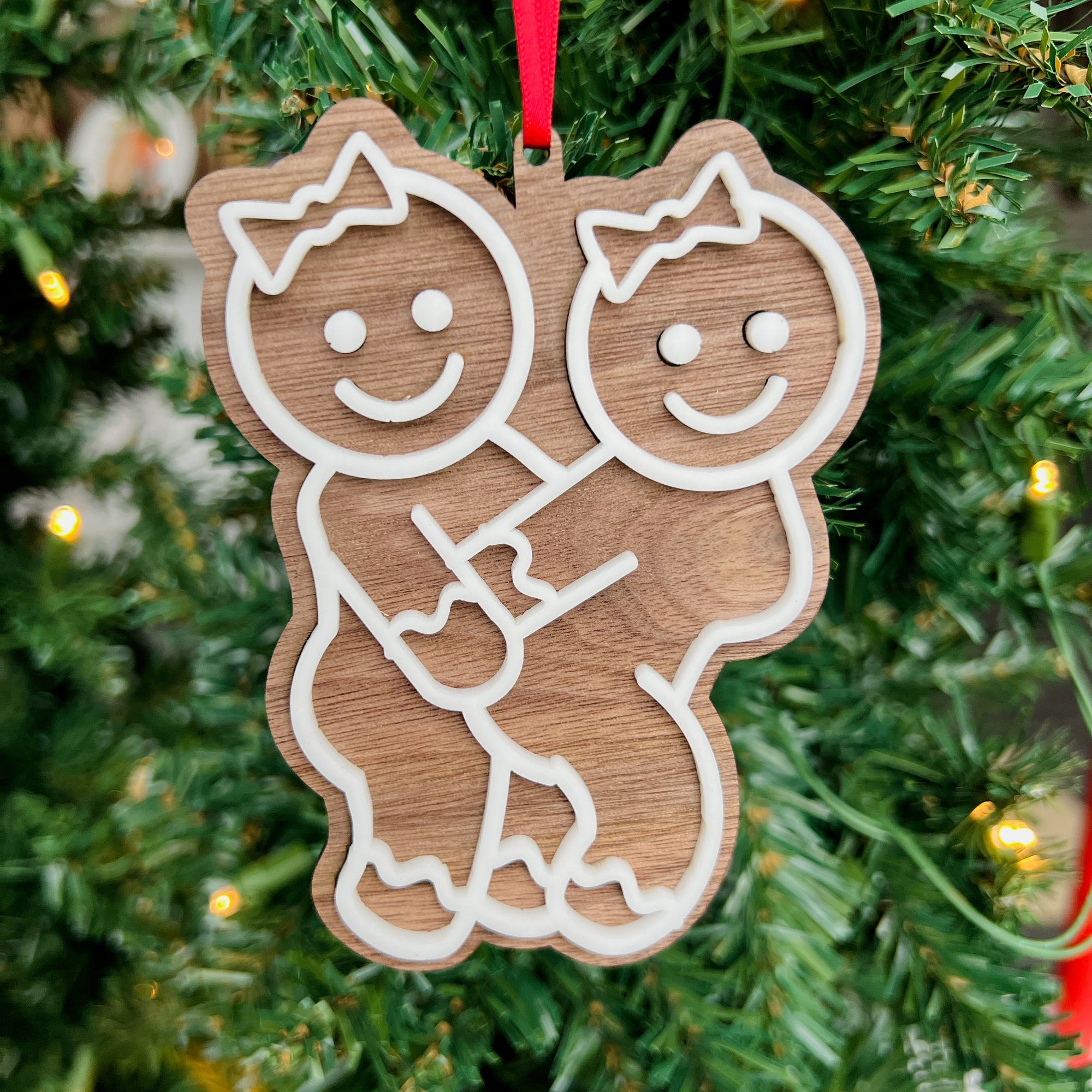 We're Just Cuddling | 3D Wood & Acrylic Ornaments