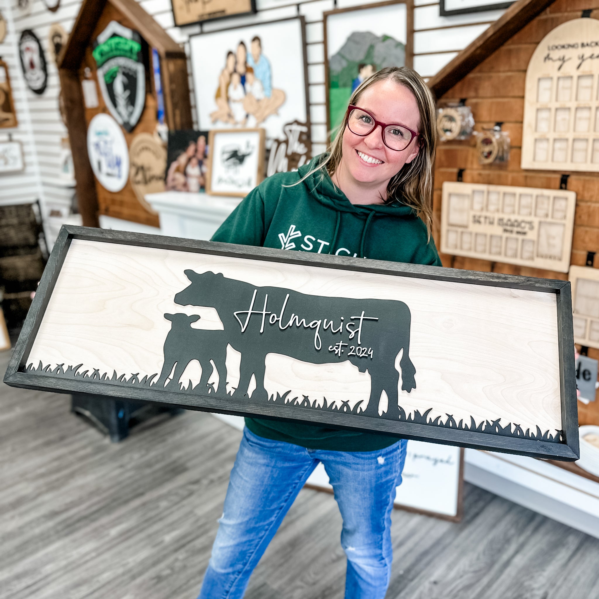 The Cow Wedding Guestbook | 3D Wood Sign