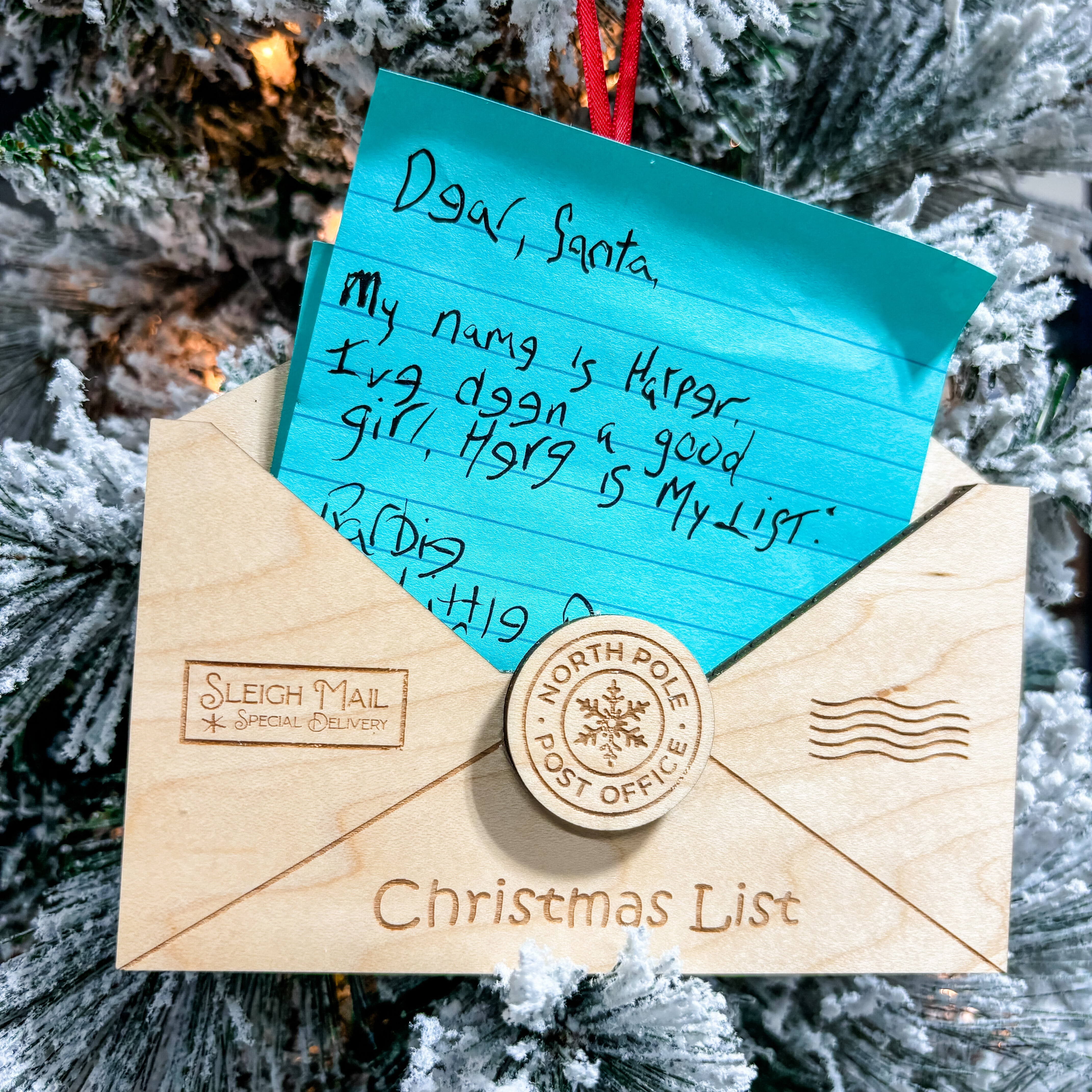 Magic Envelope to Santa | Interactive 3D Wood Ornament