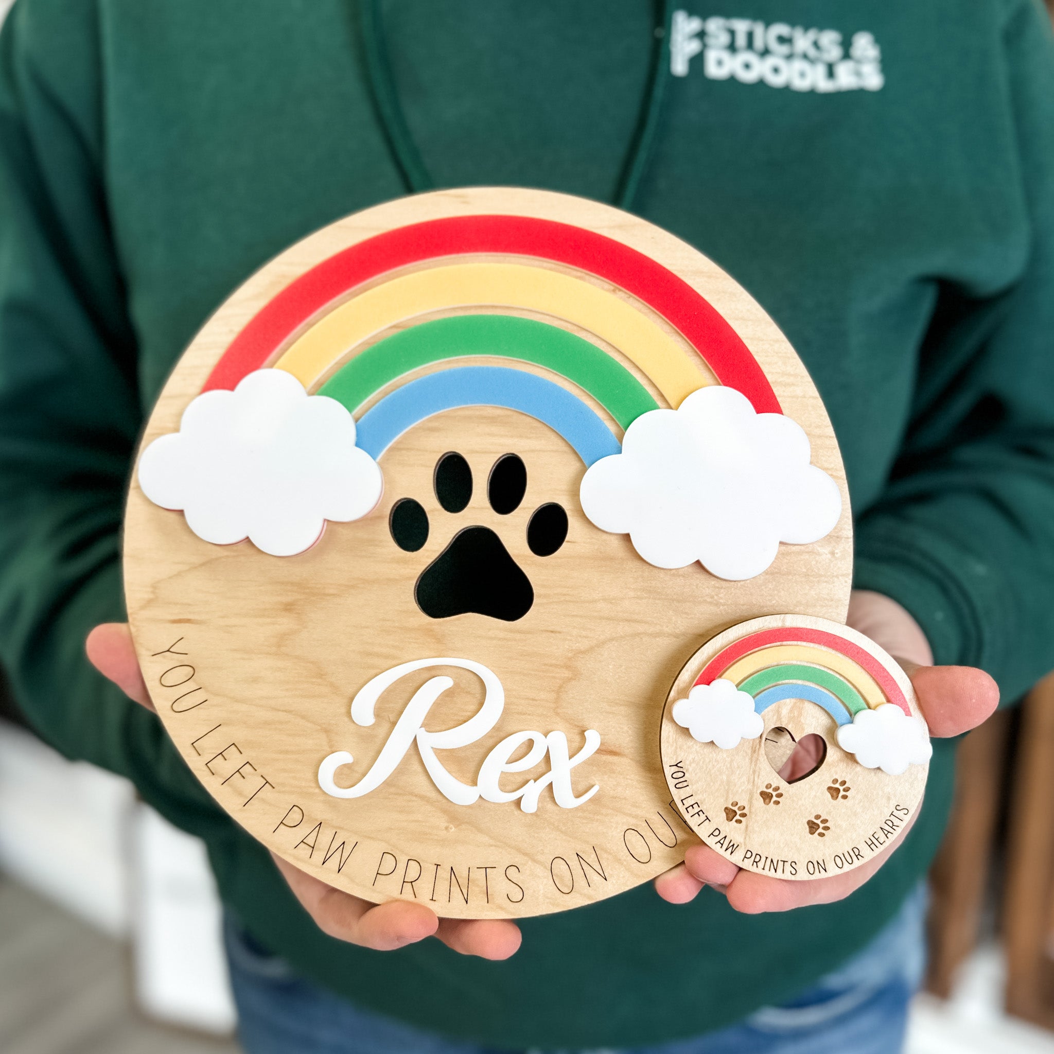 The Rainbow Bridge Personalized Paw Print Ornament / Magnet / Sign