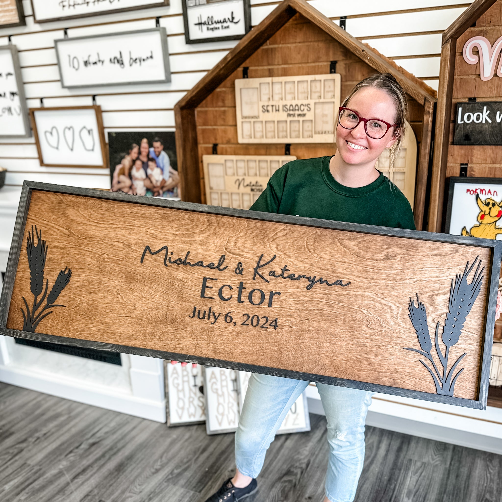 The Prairie Wheat Framed Wedding Guestbook | 3D Wood Sign