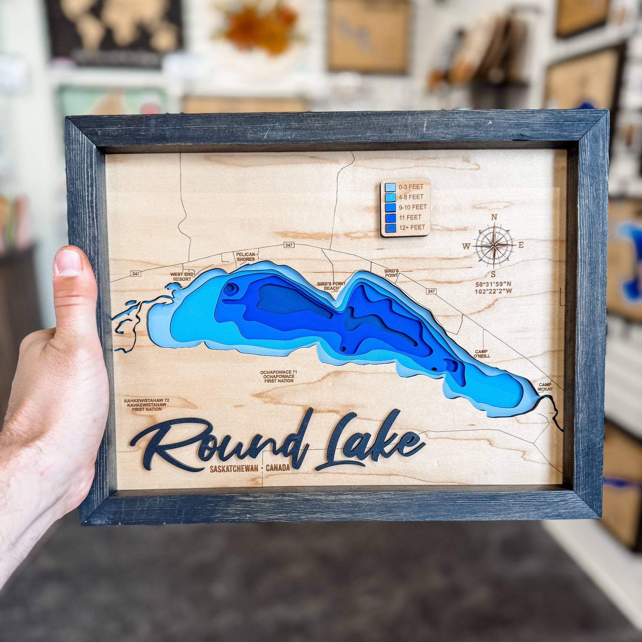 Round Lake 3D Wood Map