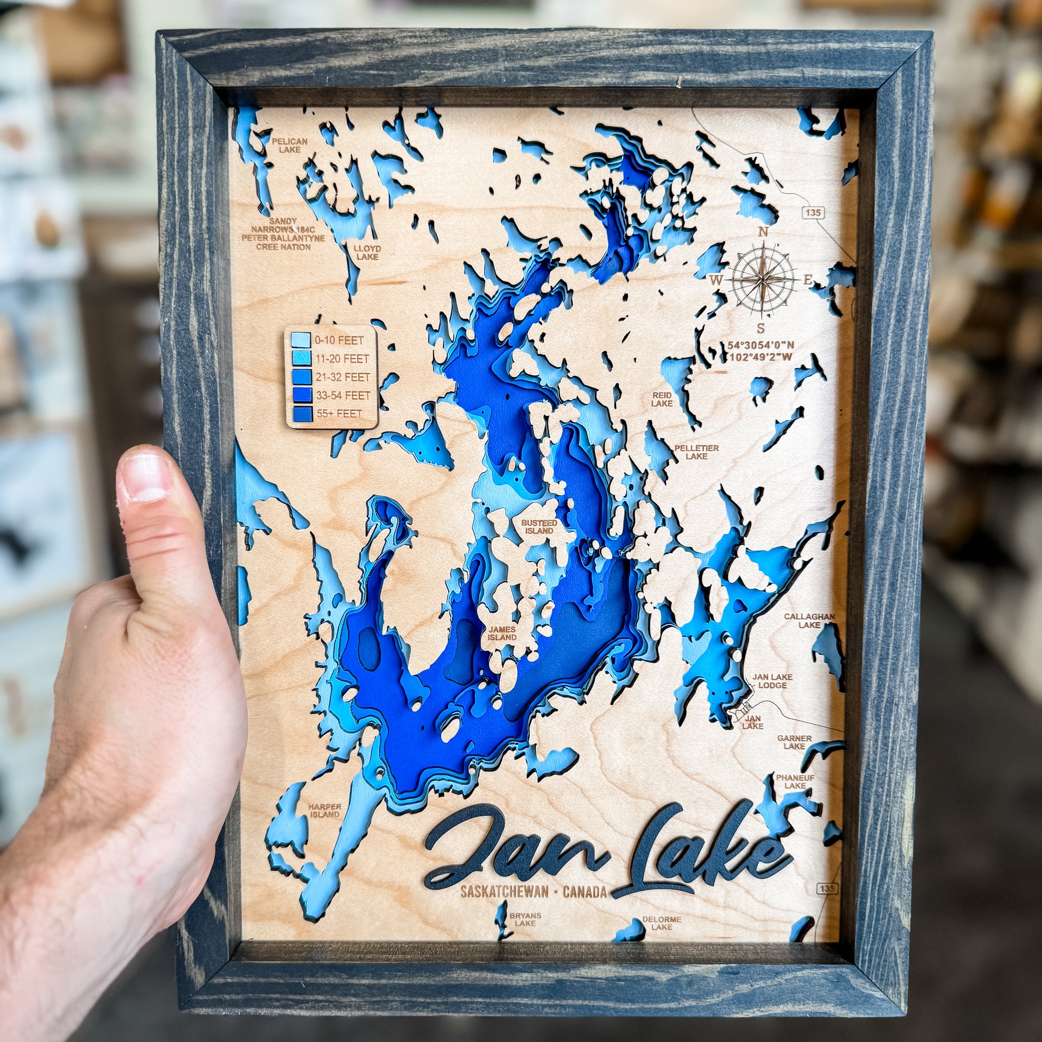 Jan Lake 3D Wood Map