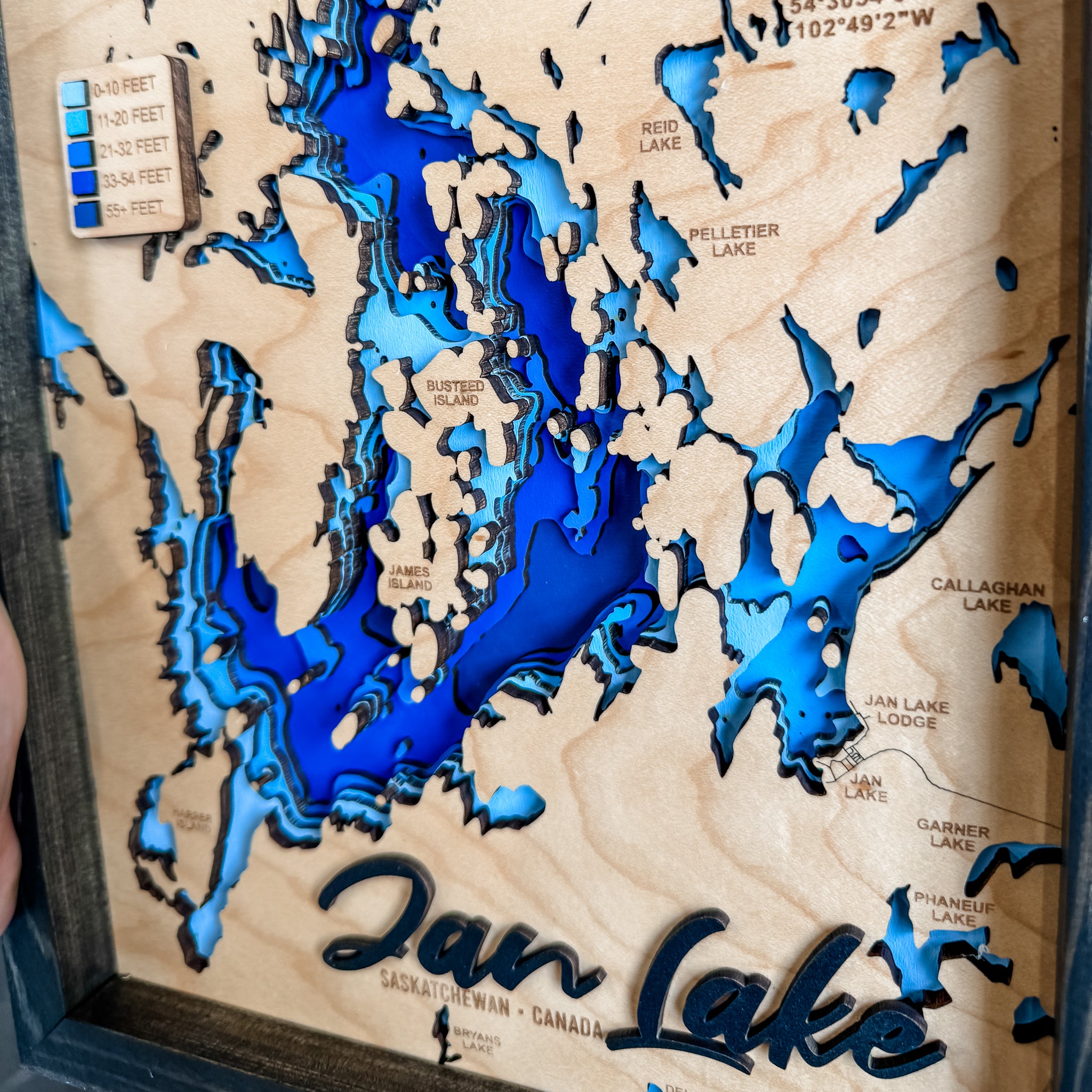 Jan Lake 3D Wood Map