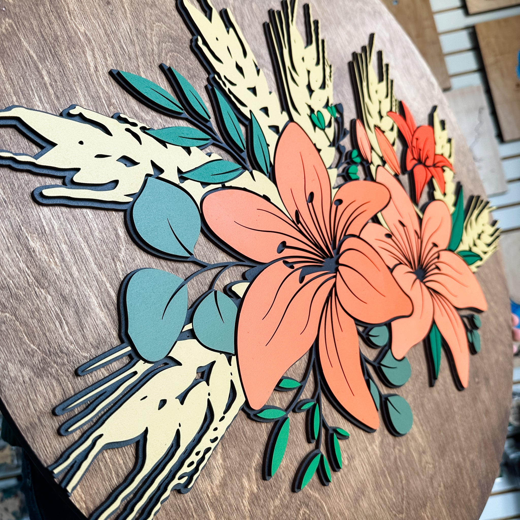Prairie Lilies Multilayered Wooden Artwork - Sticks & Doodles