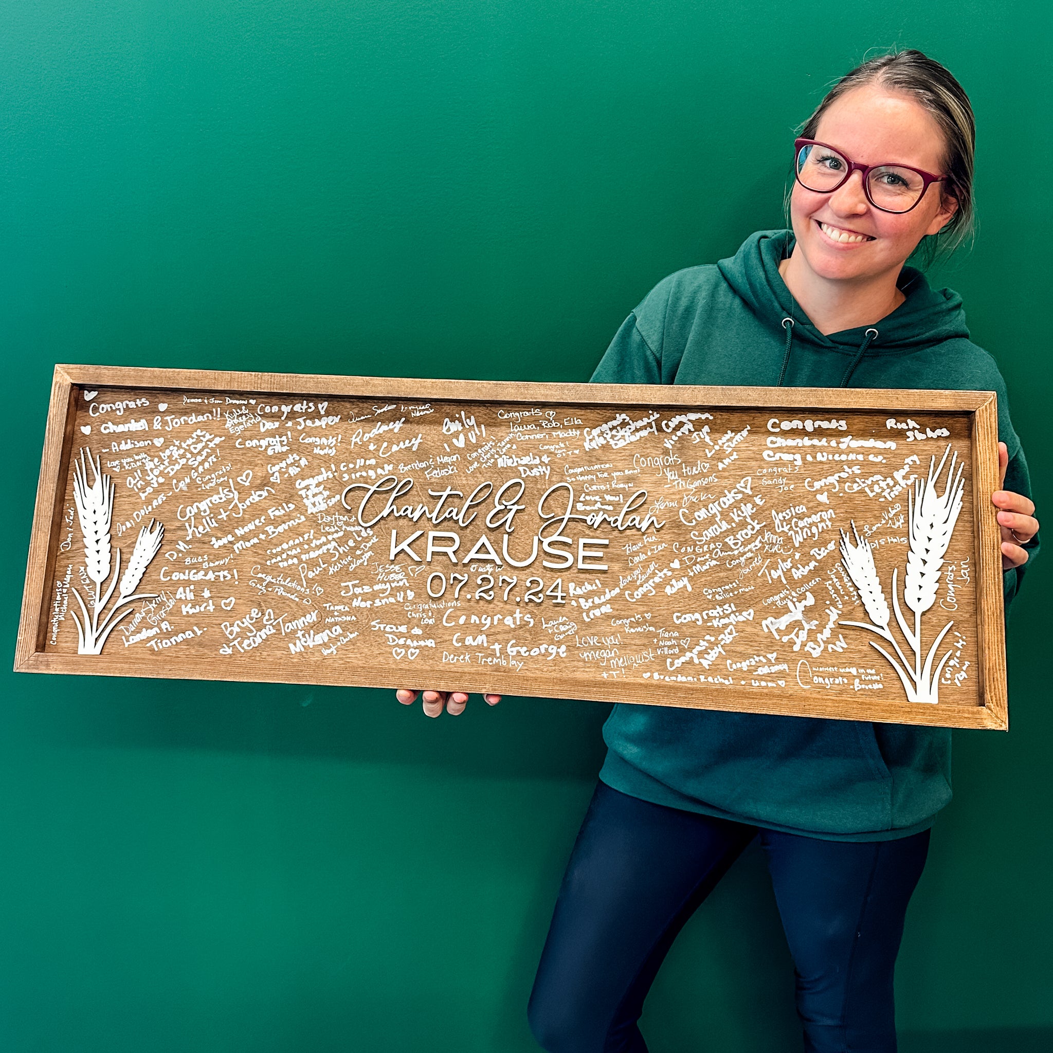 The Prairie Wheat Framed Wedding Guestbook | 3D Wood Sign