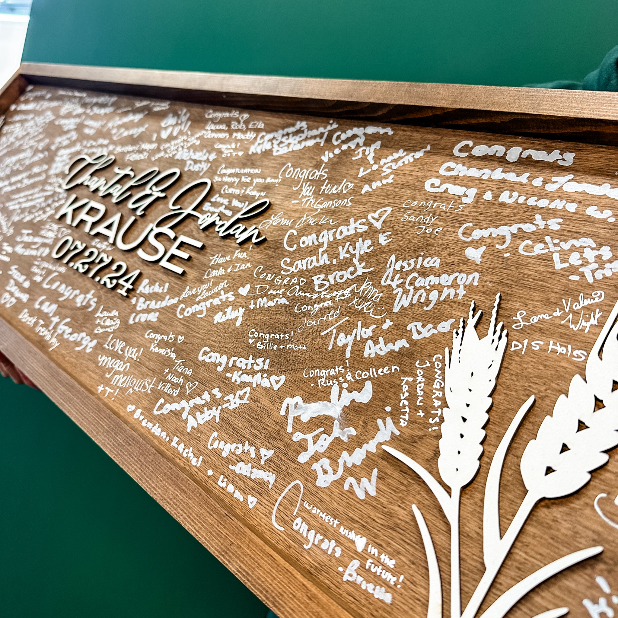 The Prairie Wheat Framed Wedding Guestbook | 3D Wood Sign