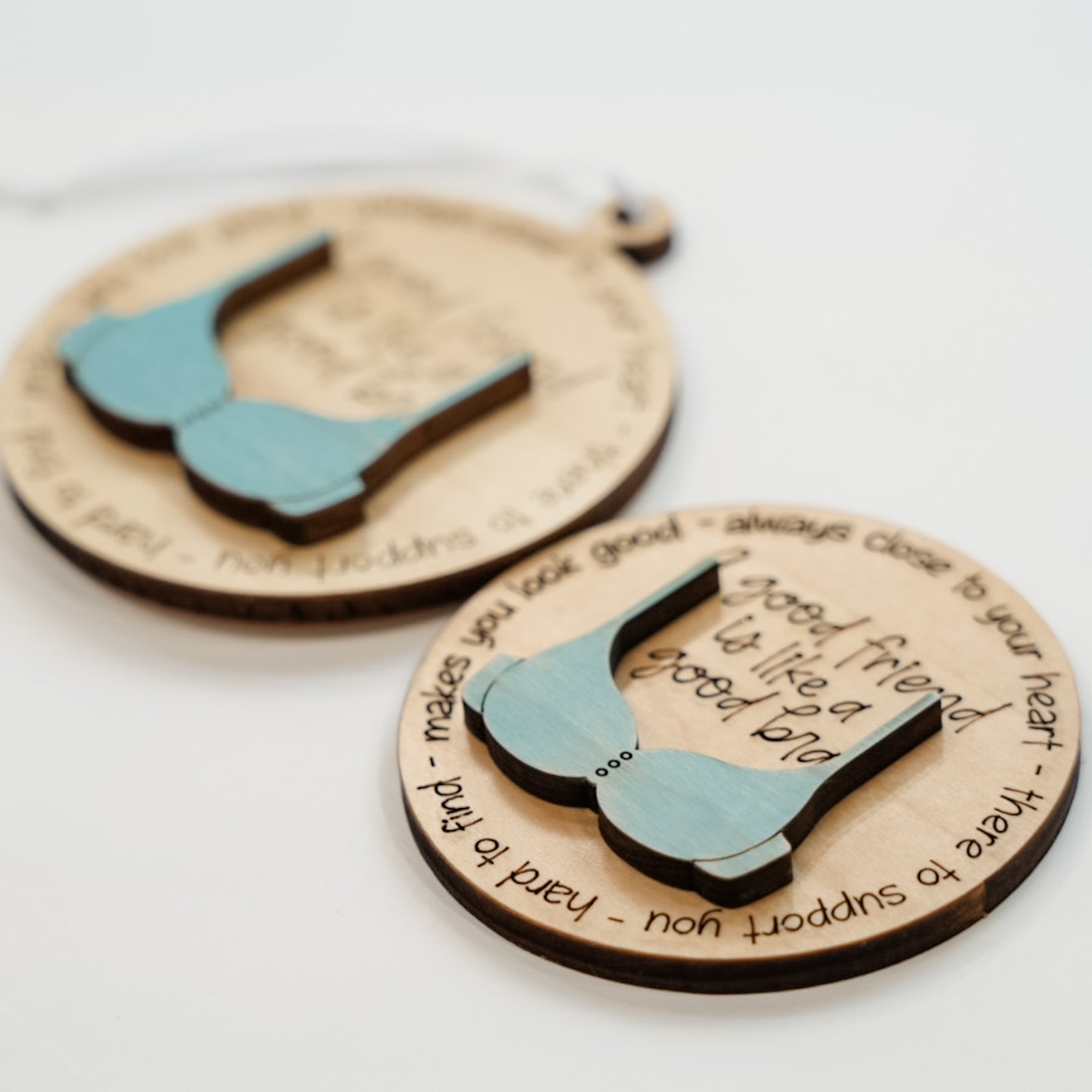 A Good Friend is Like a Good Bra • 3D Wood Ornament, Magnet, or Mini Sign • For Friends