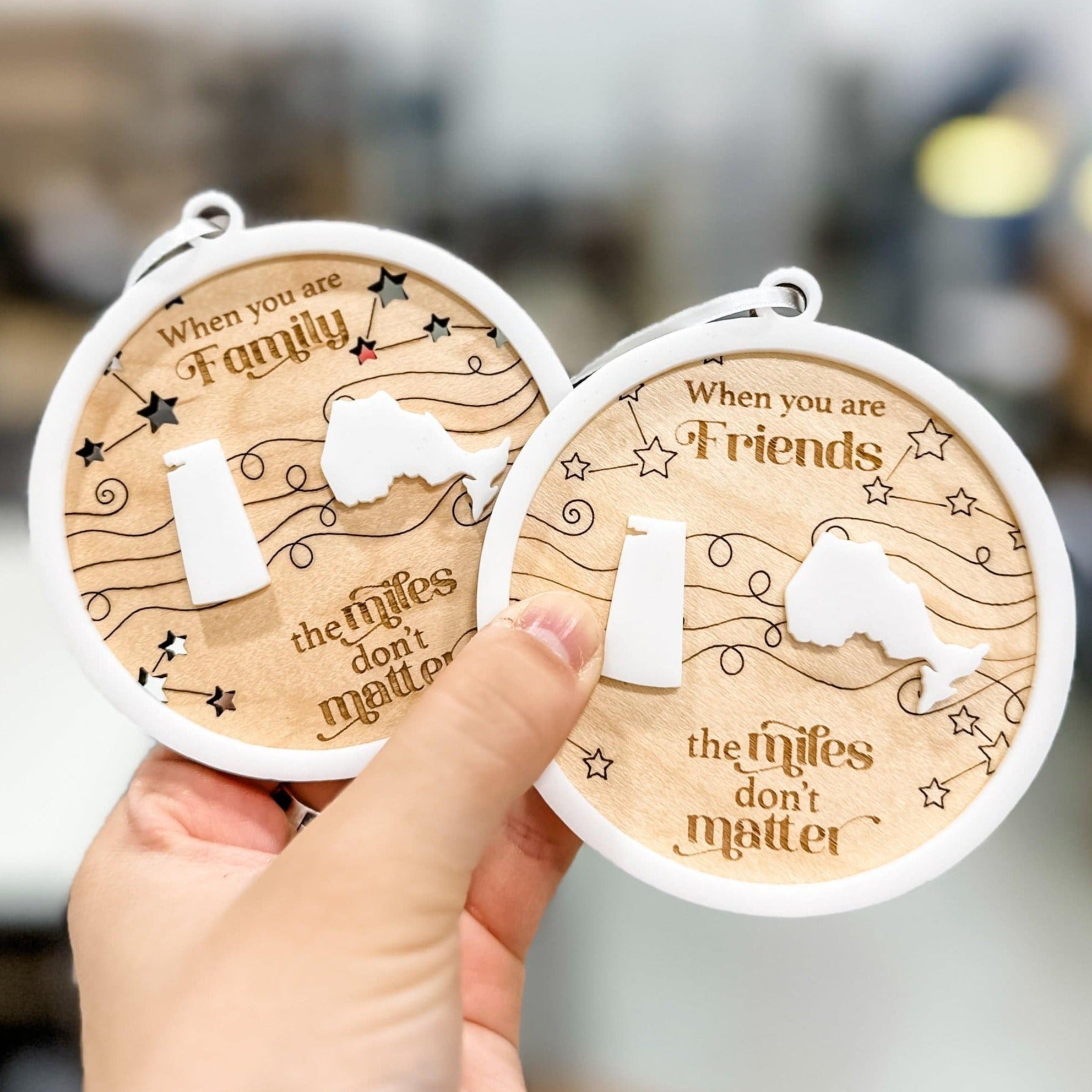 When You Are Family/Friends, The Miles Don't Matter Ornament