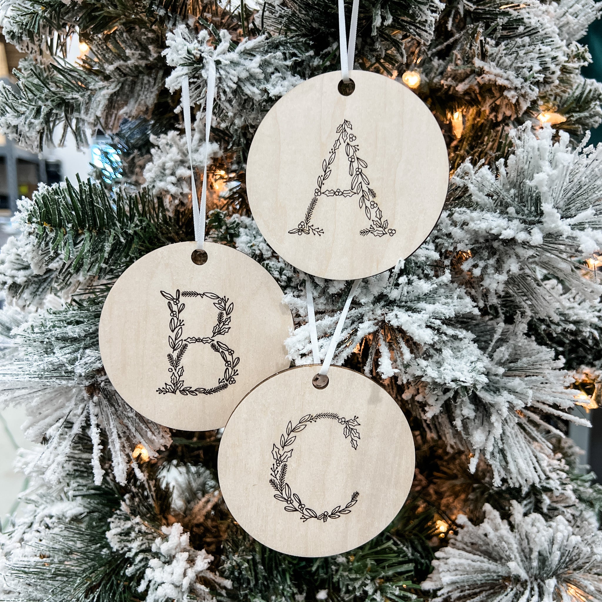 Initial Ornament • Wood Letter Ornament • For Christmas Trees & Stockings