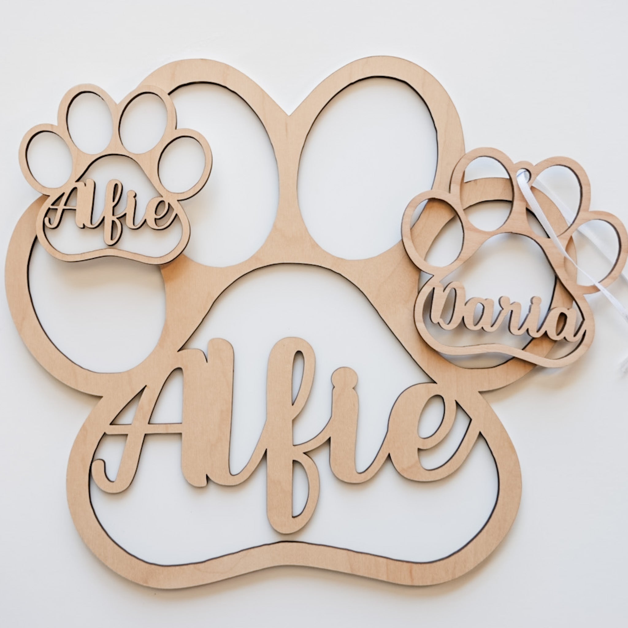Personalized Paw-Print • Wood Ornament, Magnet, or Mini Sign • For Pets