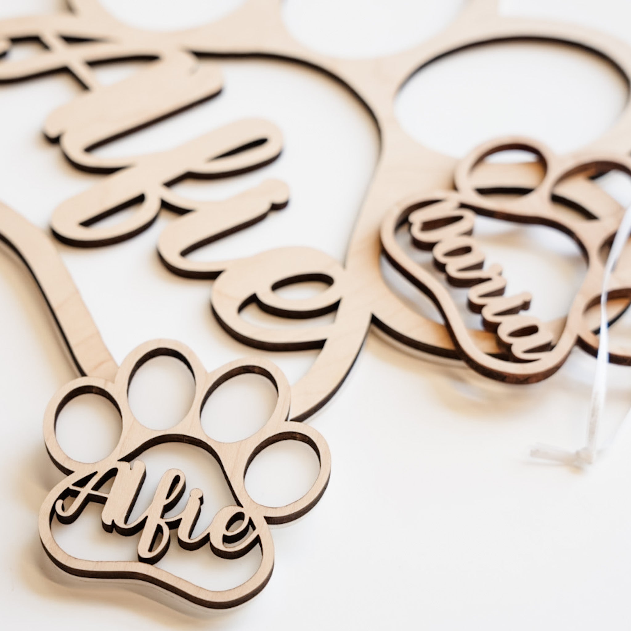 Personalized Paw-Print • Wood Ornament, Magnet, or Mini Sign • For Pets