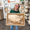 Sports Stadium Travel Map Wood Sign