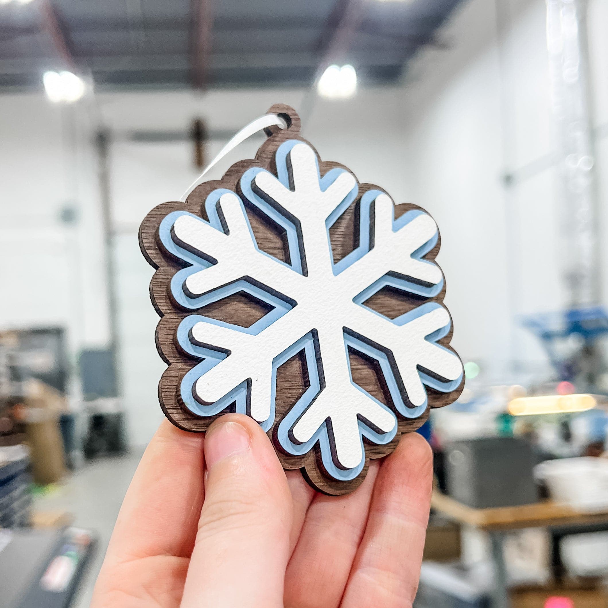 Snowflake 3D Wood Ornament - Sticks & Doodles