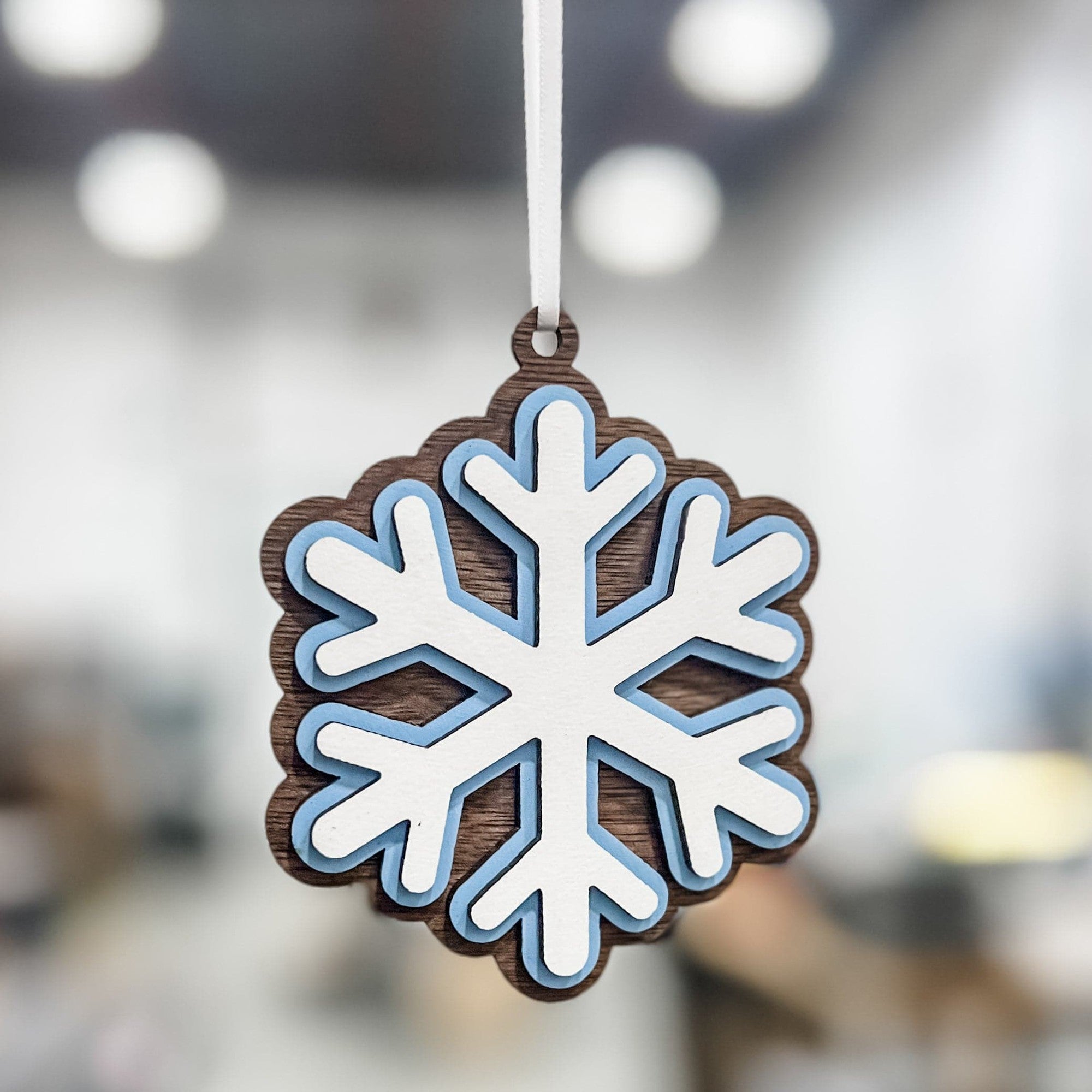 Snowflake 3D Wood Ornament - Sticks & Doodles