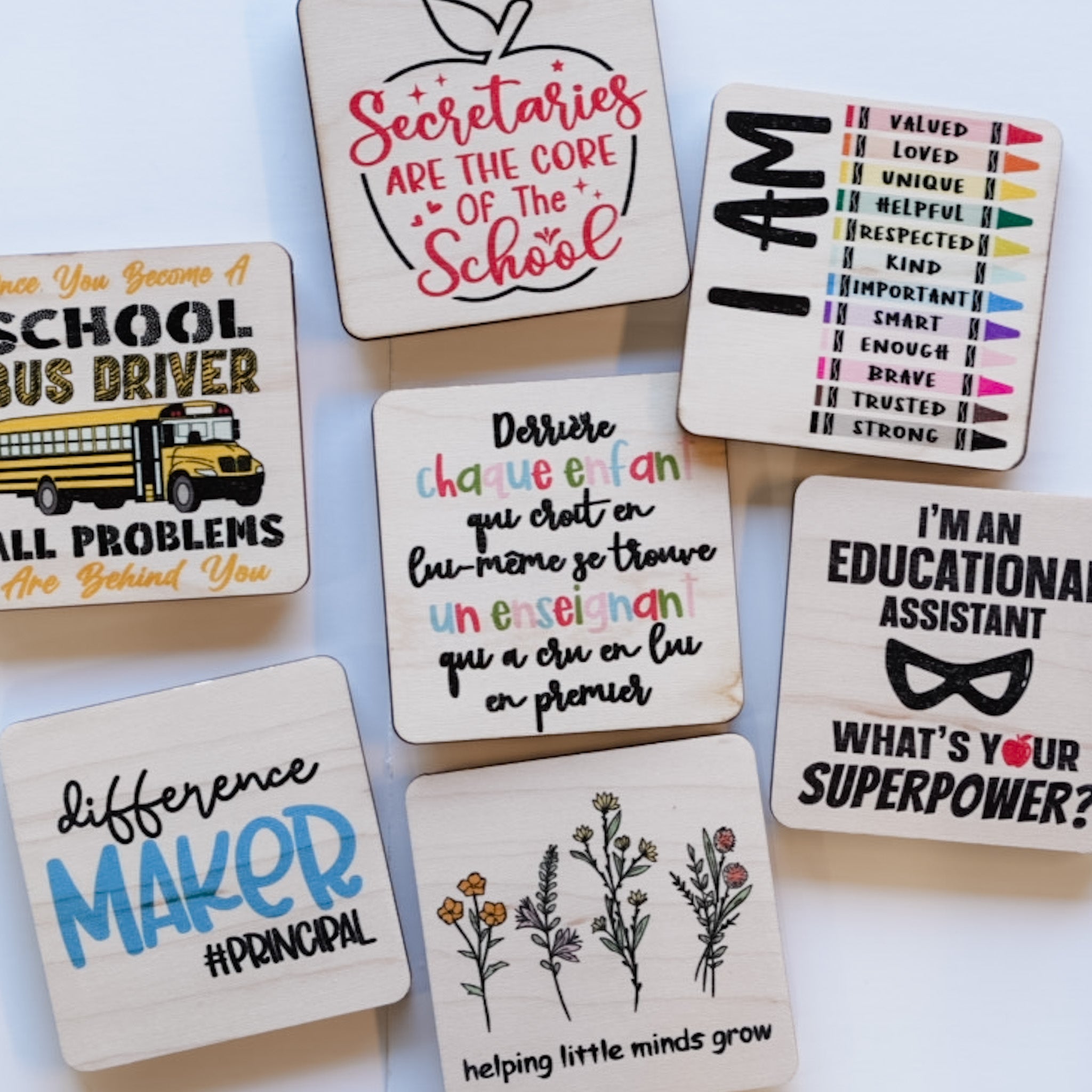 Teacher & Educator • Wood Magnet • For End of School Year / School Christmas Gifts