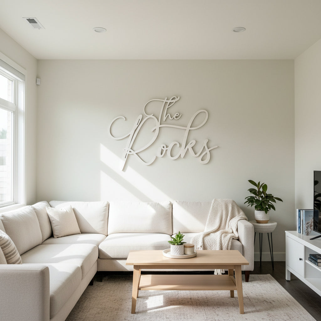 Floating Wood Last Name Sign