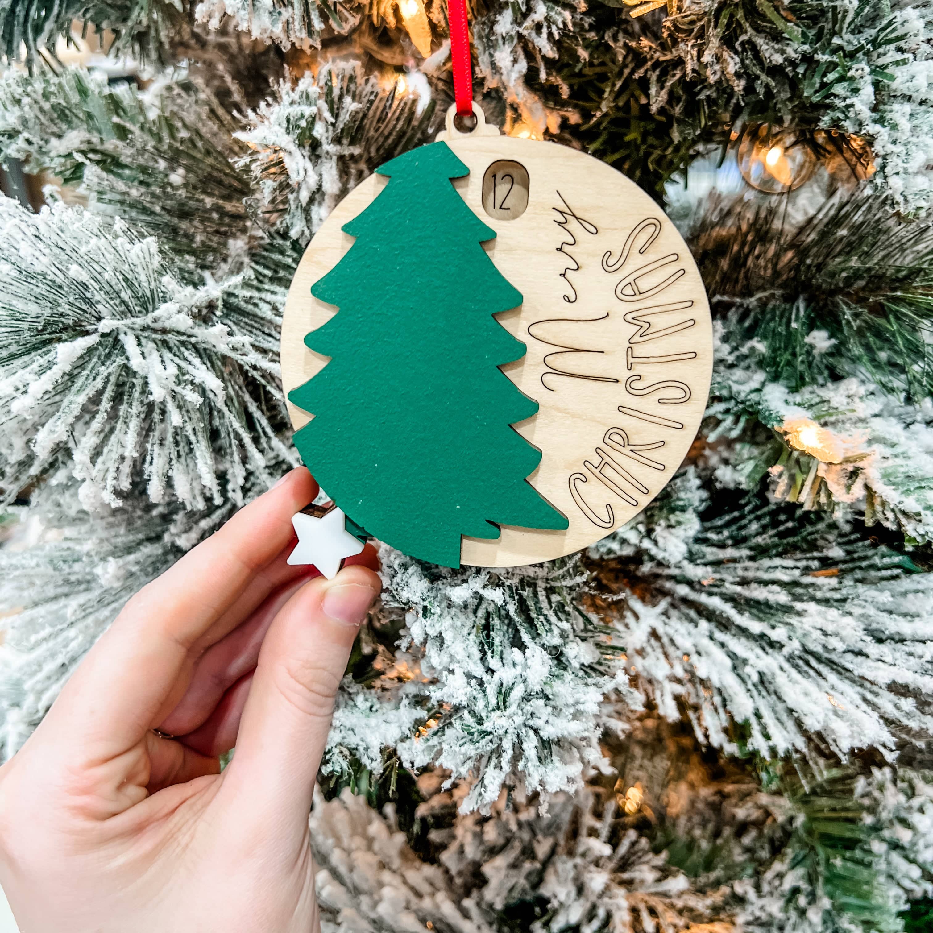 Christmas Countdown Interactive 3D Wood Ornament - Sticks & Doodles