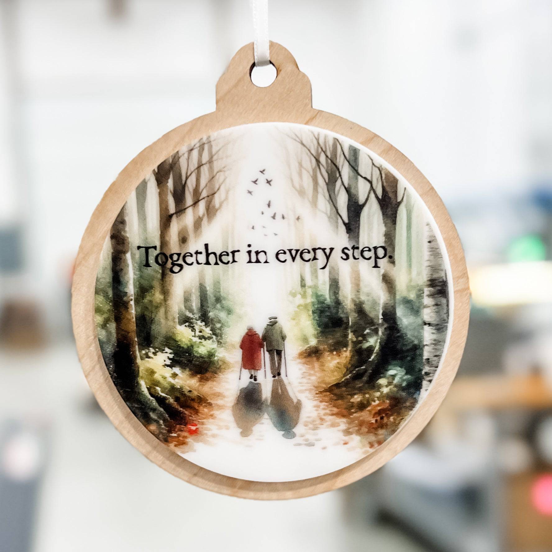 Together In Every Step 3D Wood & Acrylic Ornament - Sticks & Doodles