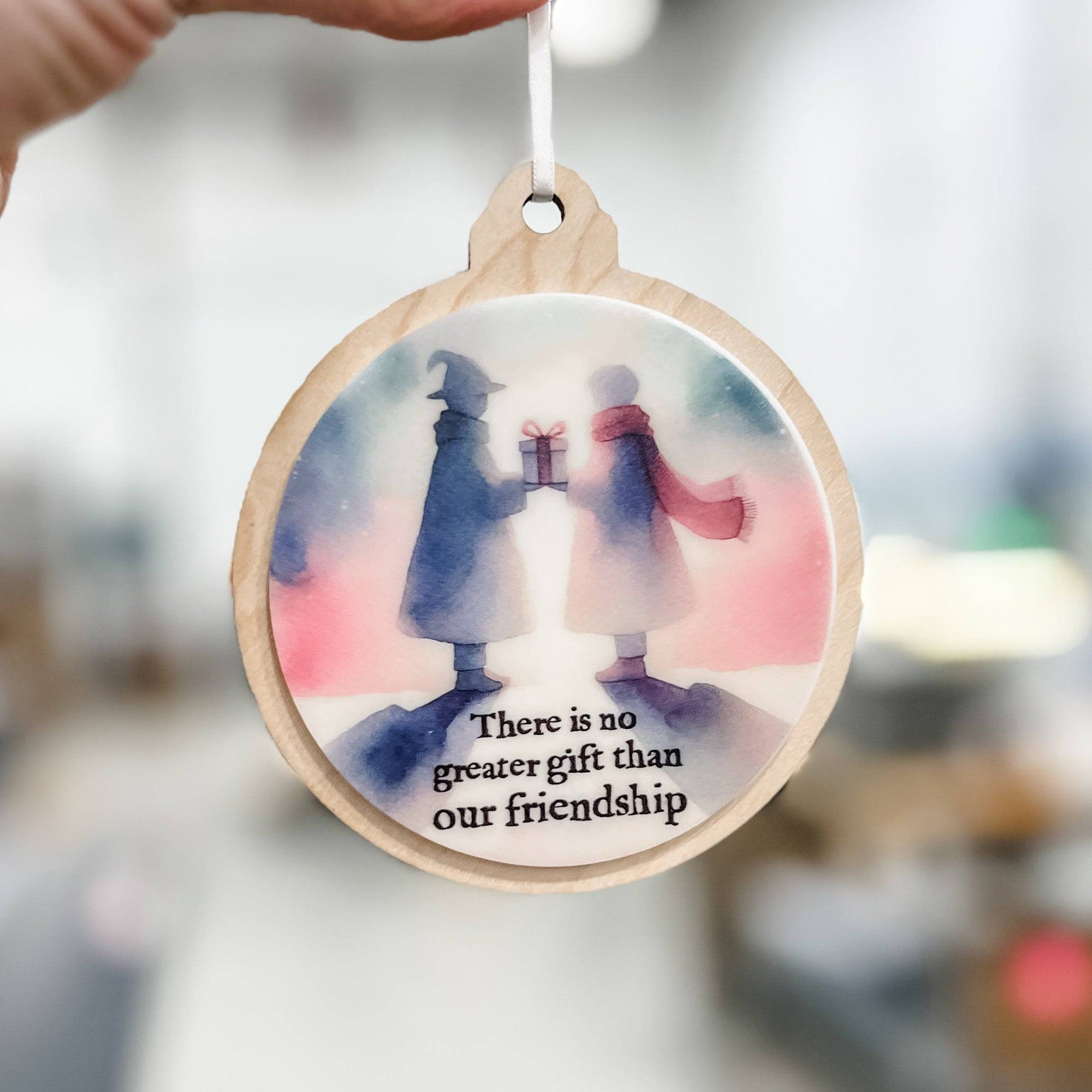 There is No Greater Gift Than Our Friendship 3D Wood & Acrylic Ornament - Sticks & Doodles