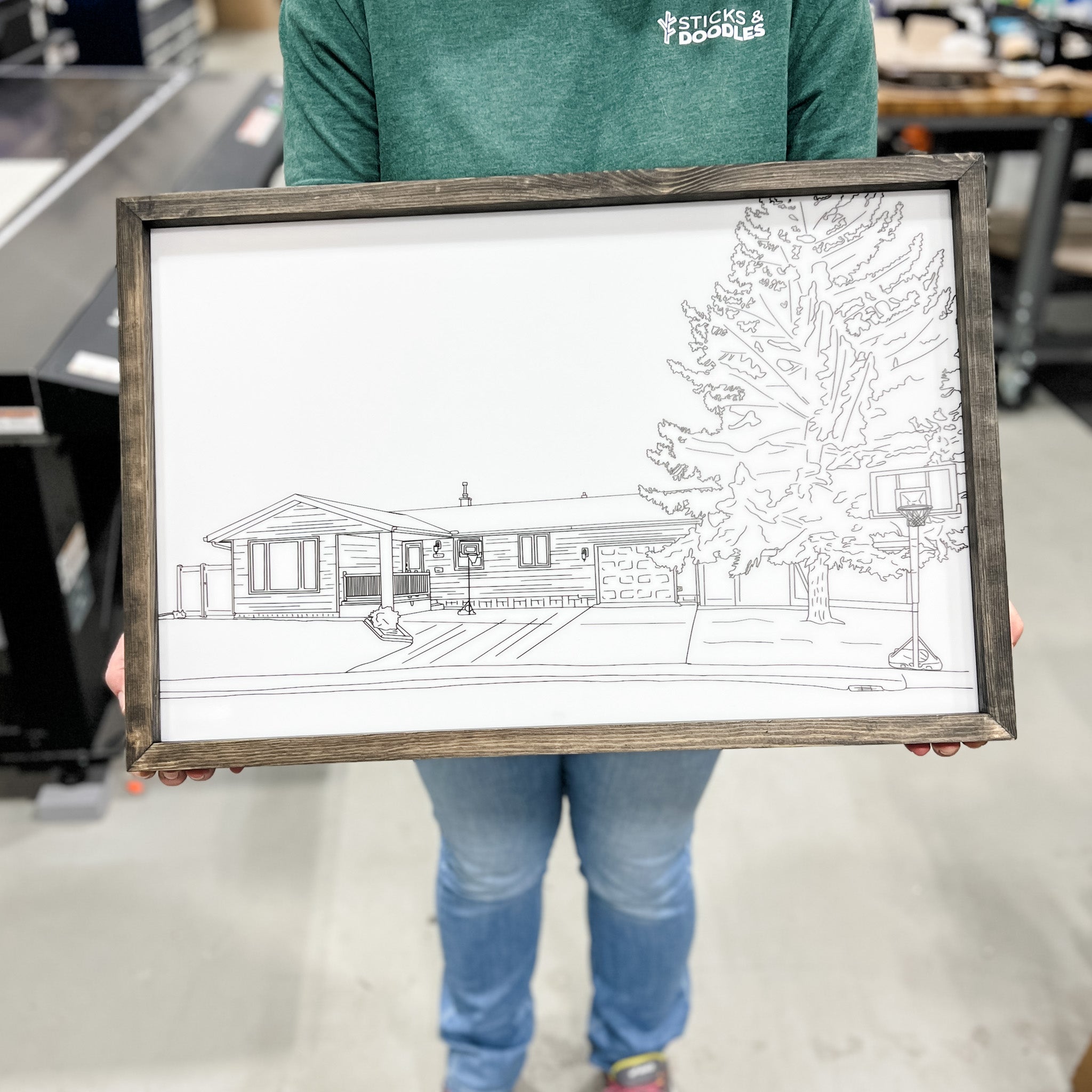 Hand-Sketched Home/Farm Portrait from Photo (Choose from 3 Styles) - Sticks & Doodles