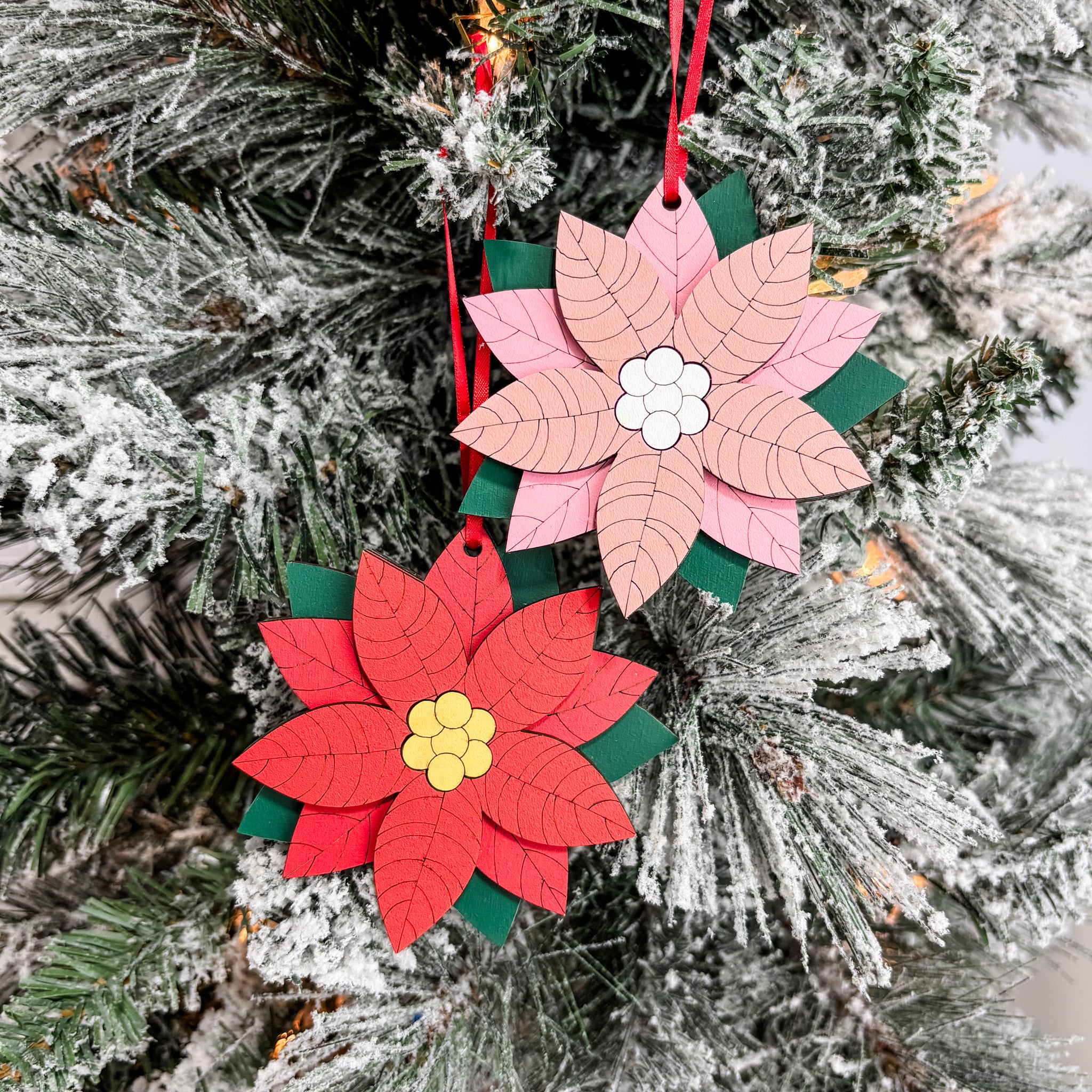 Poinsettia Ornament • 3D Wood Ornament • Gifts For Christmas