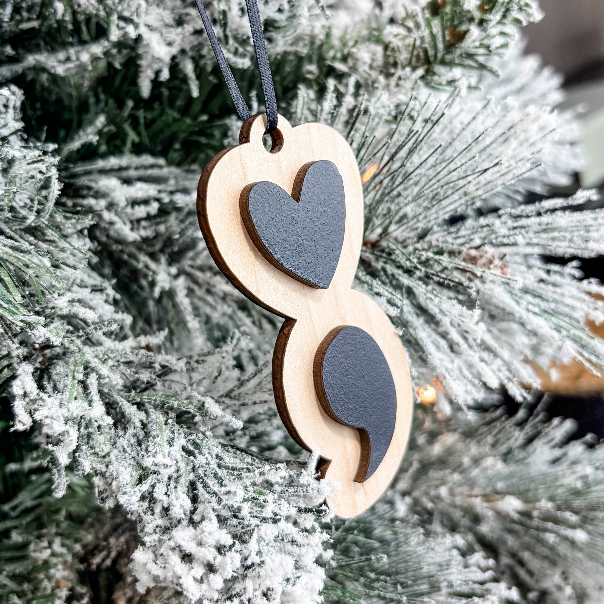 The Semicolon • 3D Wood Ornament • For Mental Health Awareness