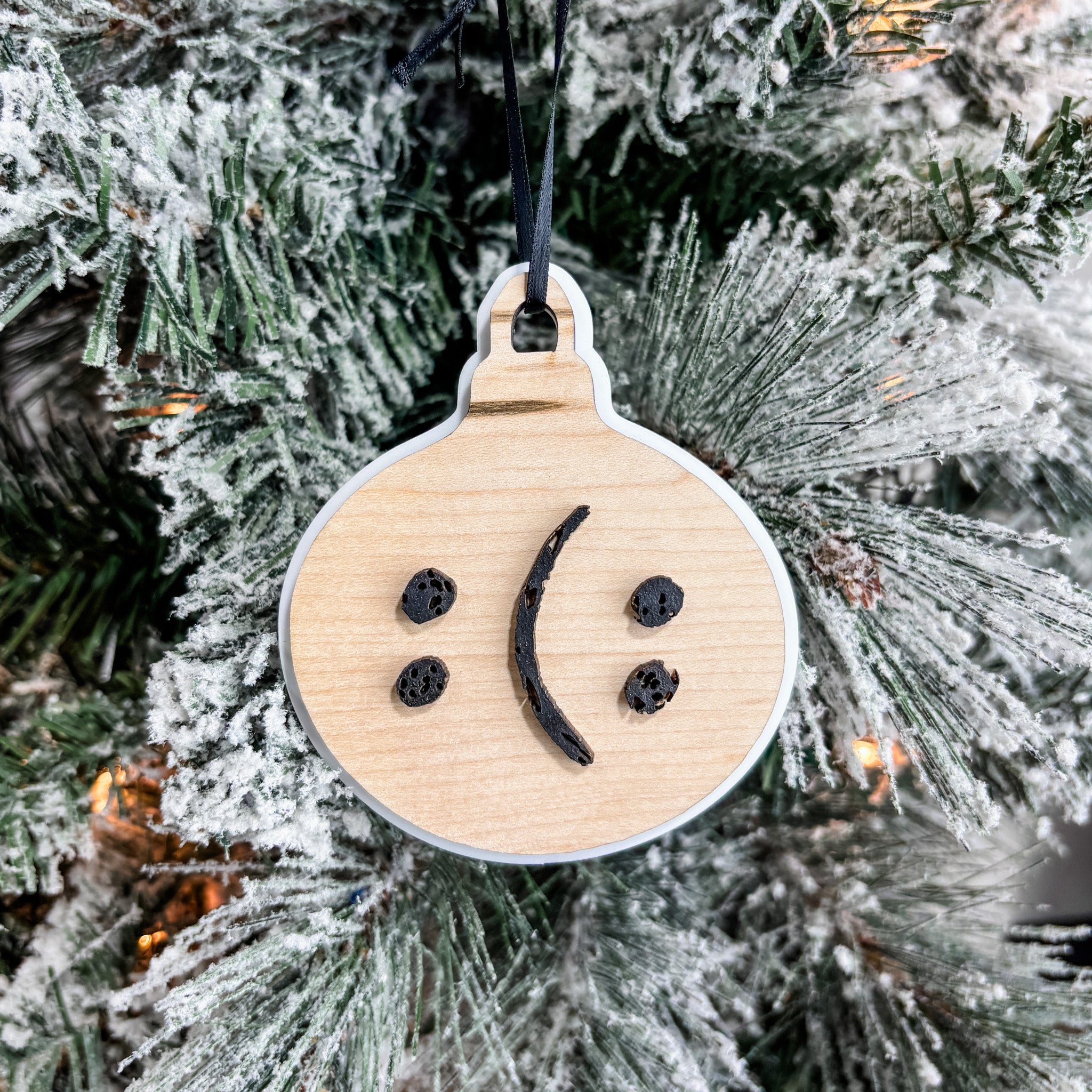 Happy Sad Face • 3D Wood Ornament • For Mental Health Awareness