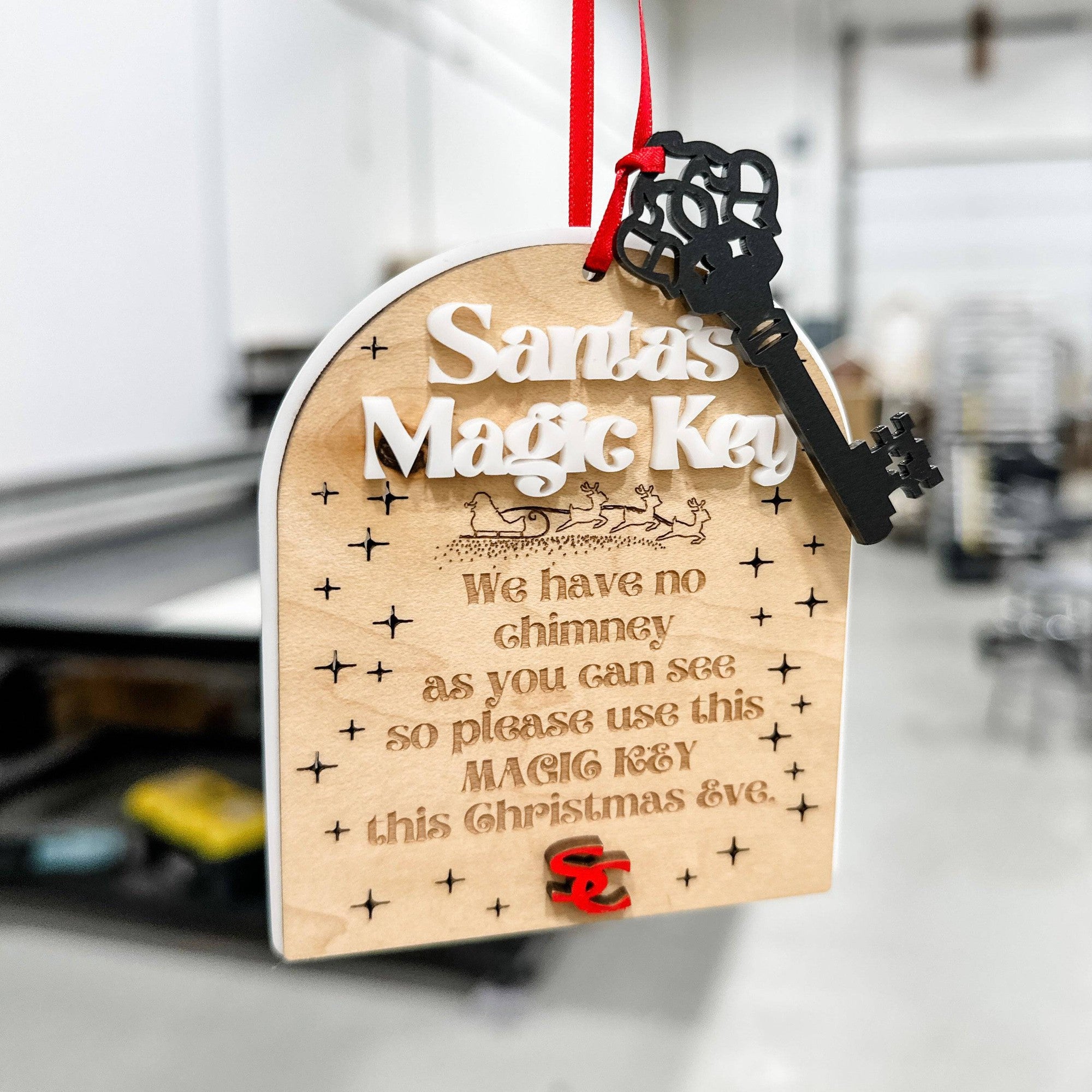 Santa's Magic Key 3D Wood Ornament - Sticks & Doodles