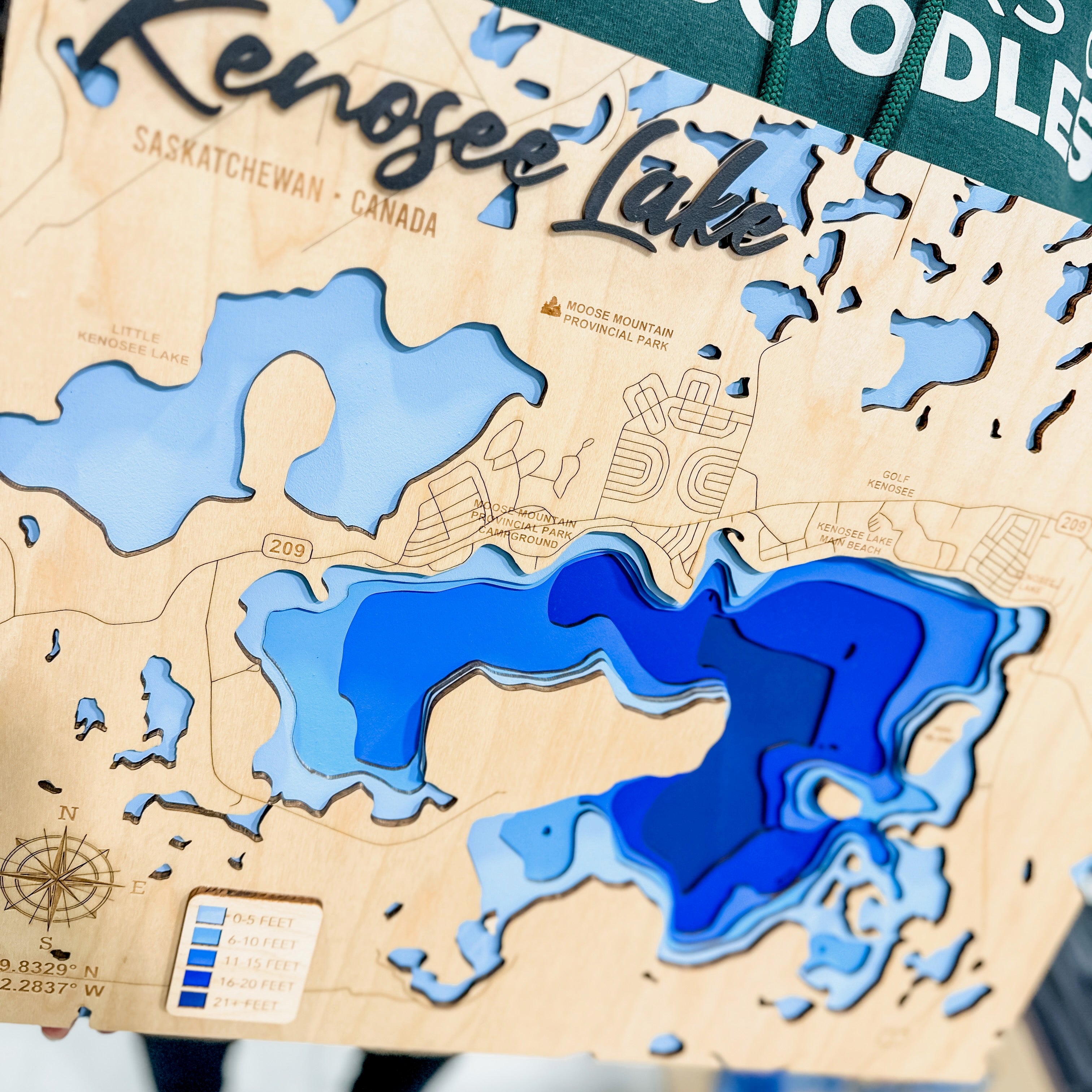 Kenosee Lake • Bathymetric Layered Wood Depth Map • For Lake Lovers