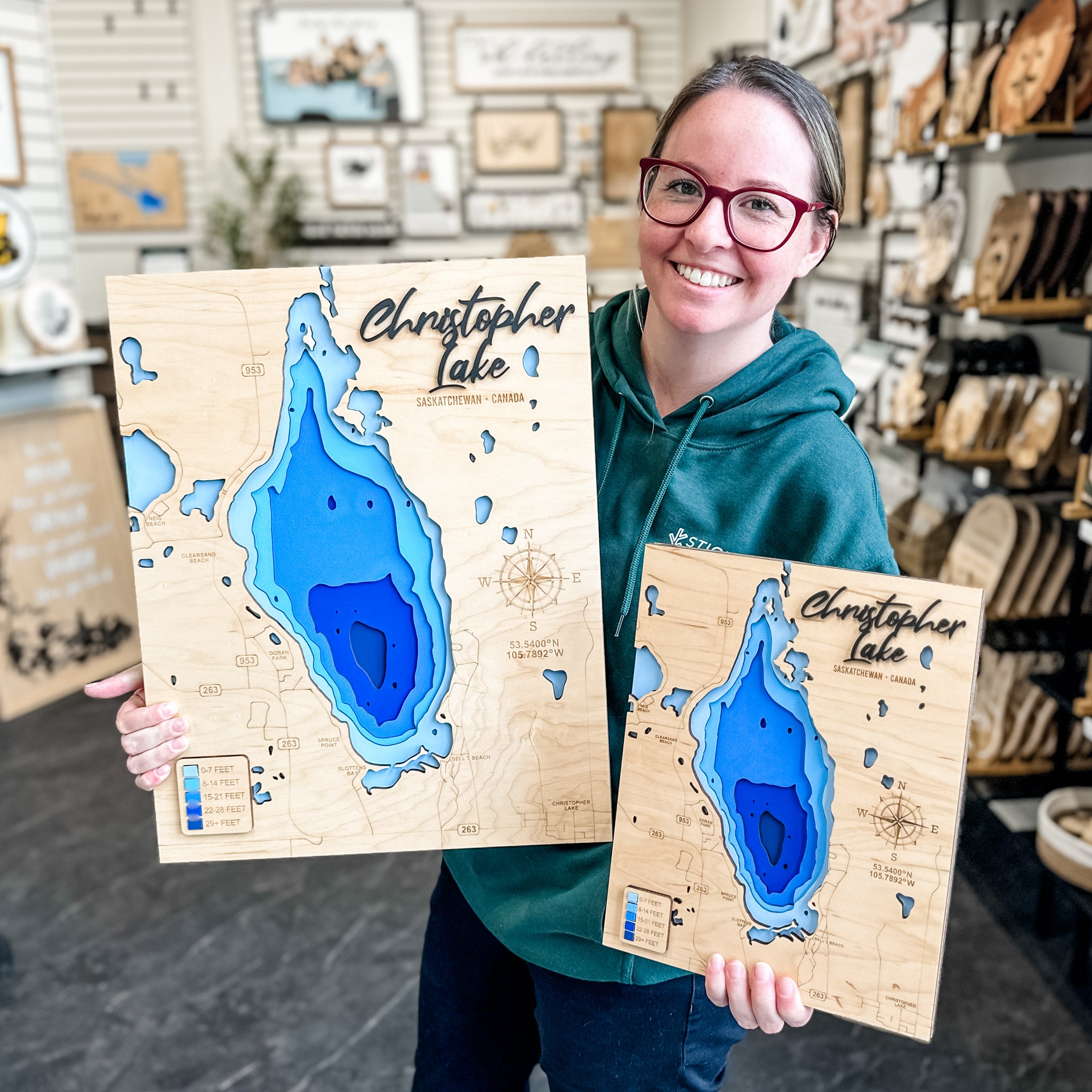 Saskatchewan Lake Depth Maps | 3D Wood Artwork (17 Lakes Available!)